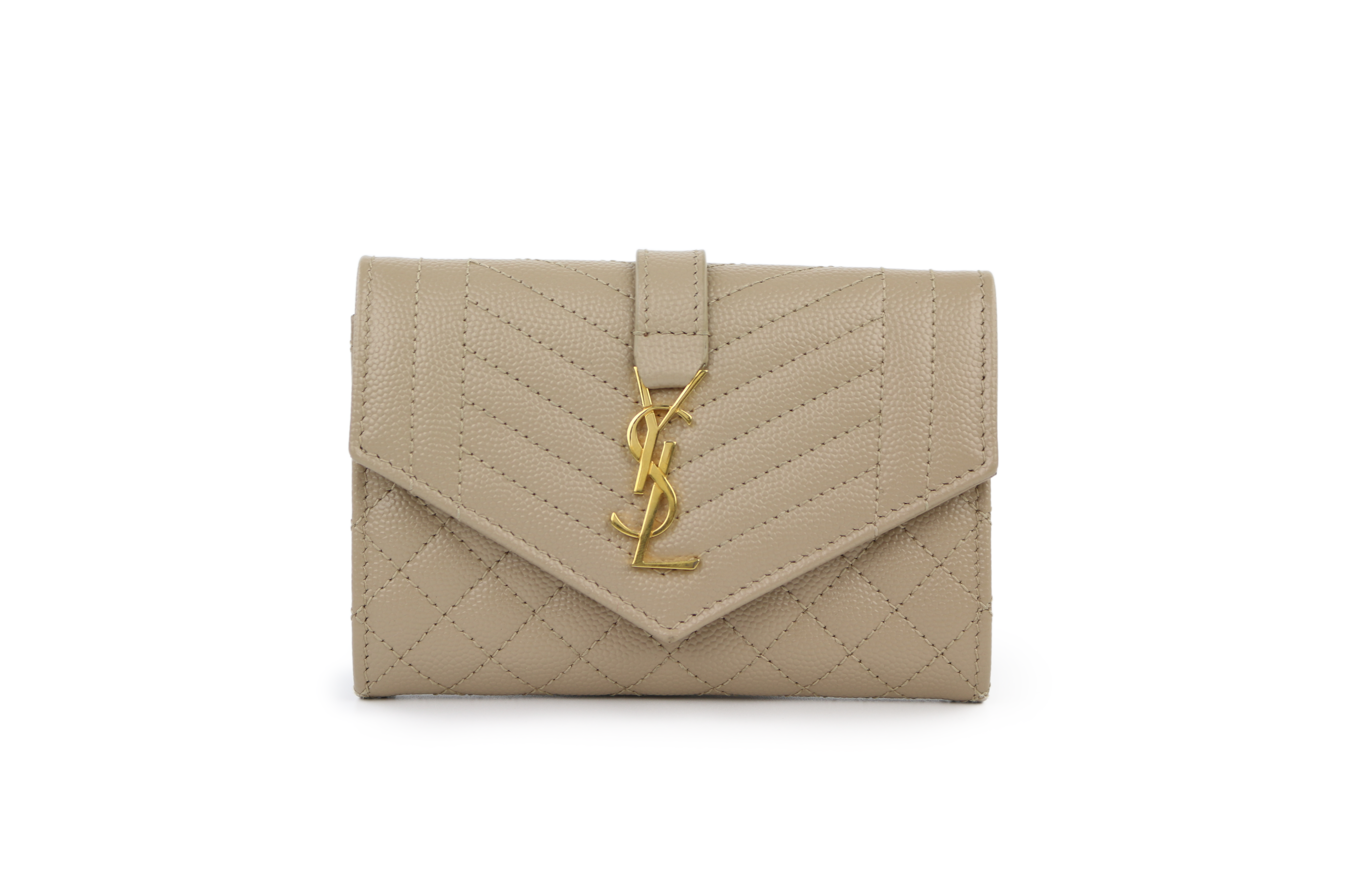 Beige Matelasse Small Envelope Wallet