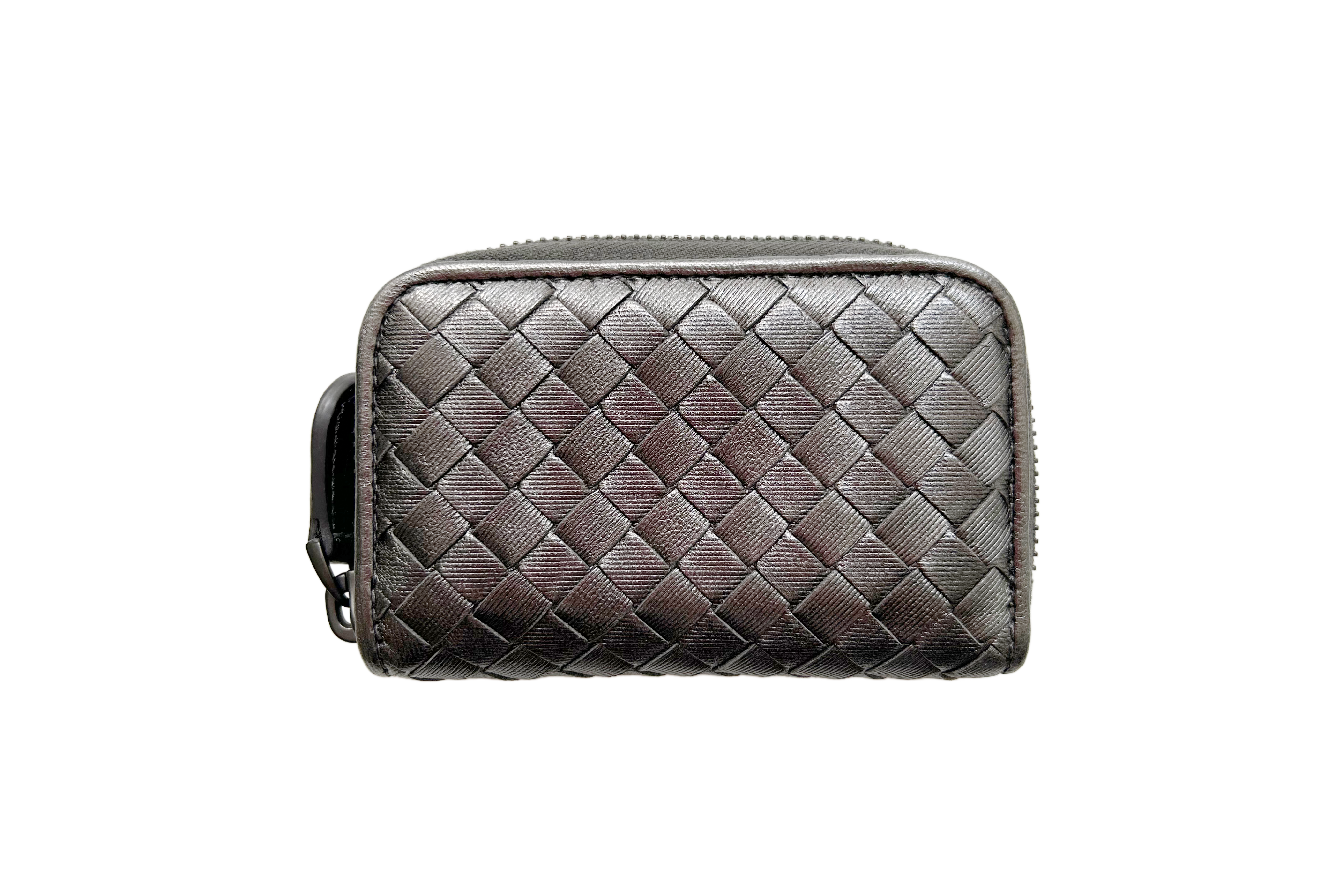 Dark Silver Nappa Intrecciato Card Case