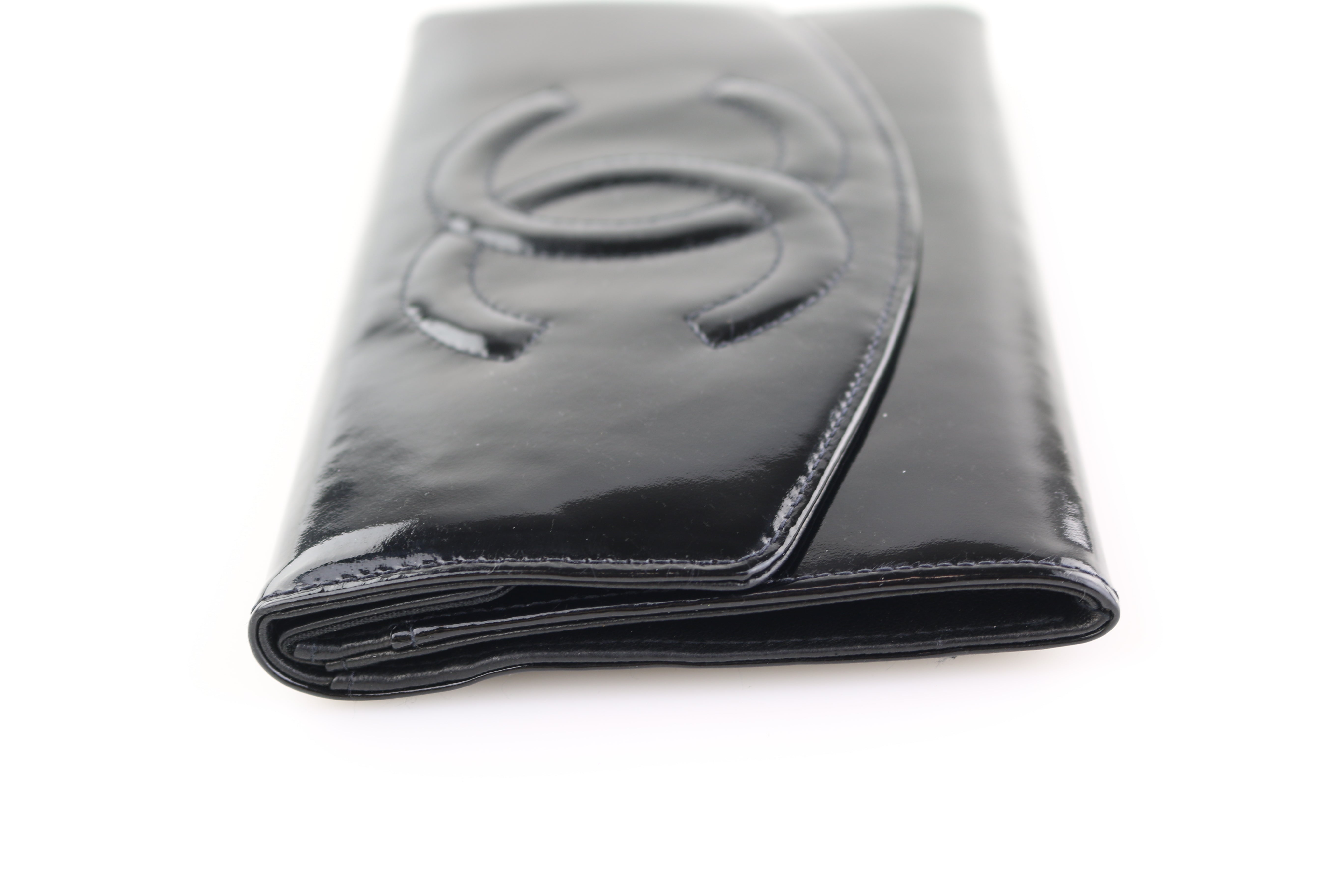 Black Patent Timeless Long Snap Wallet