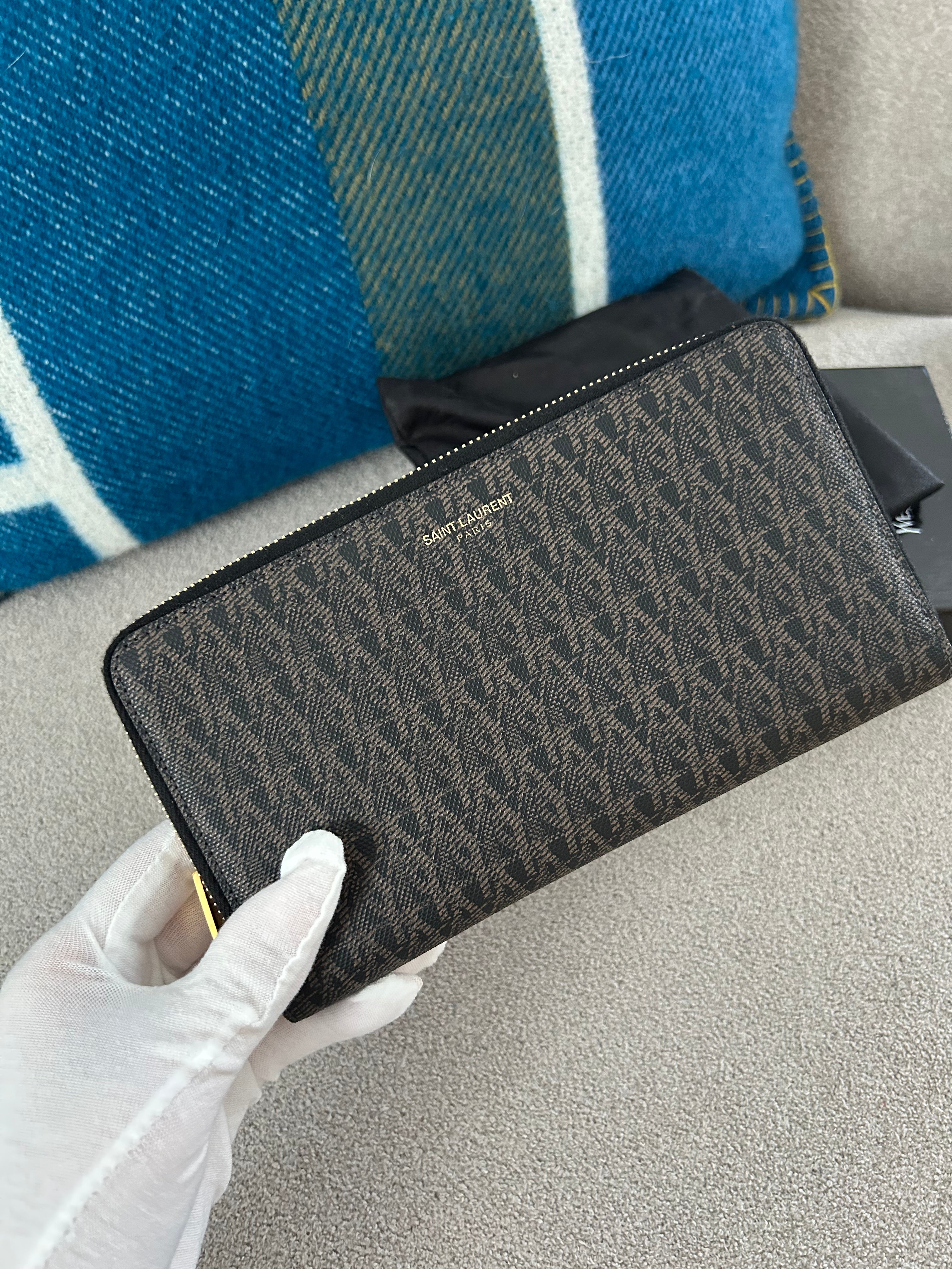 Black/Brown Monogram Classic Zip Around Wallet