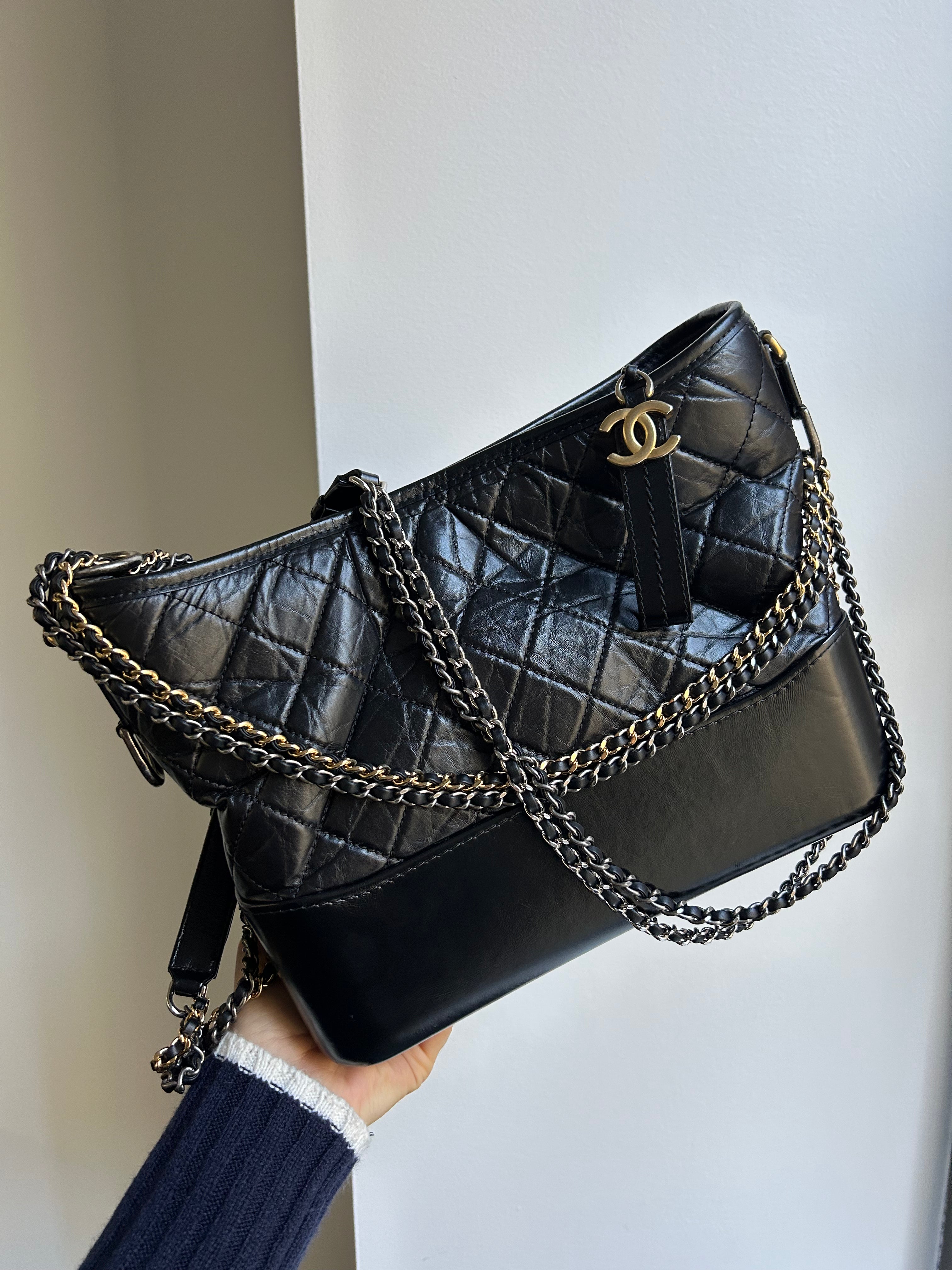 Black Calfskin Medium Gabrielle Hobo