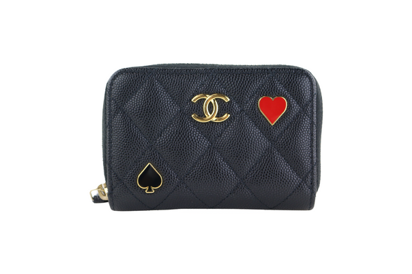 Chanel Black Quilted Caviar Zipped Coin Purse