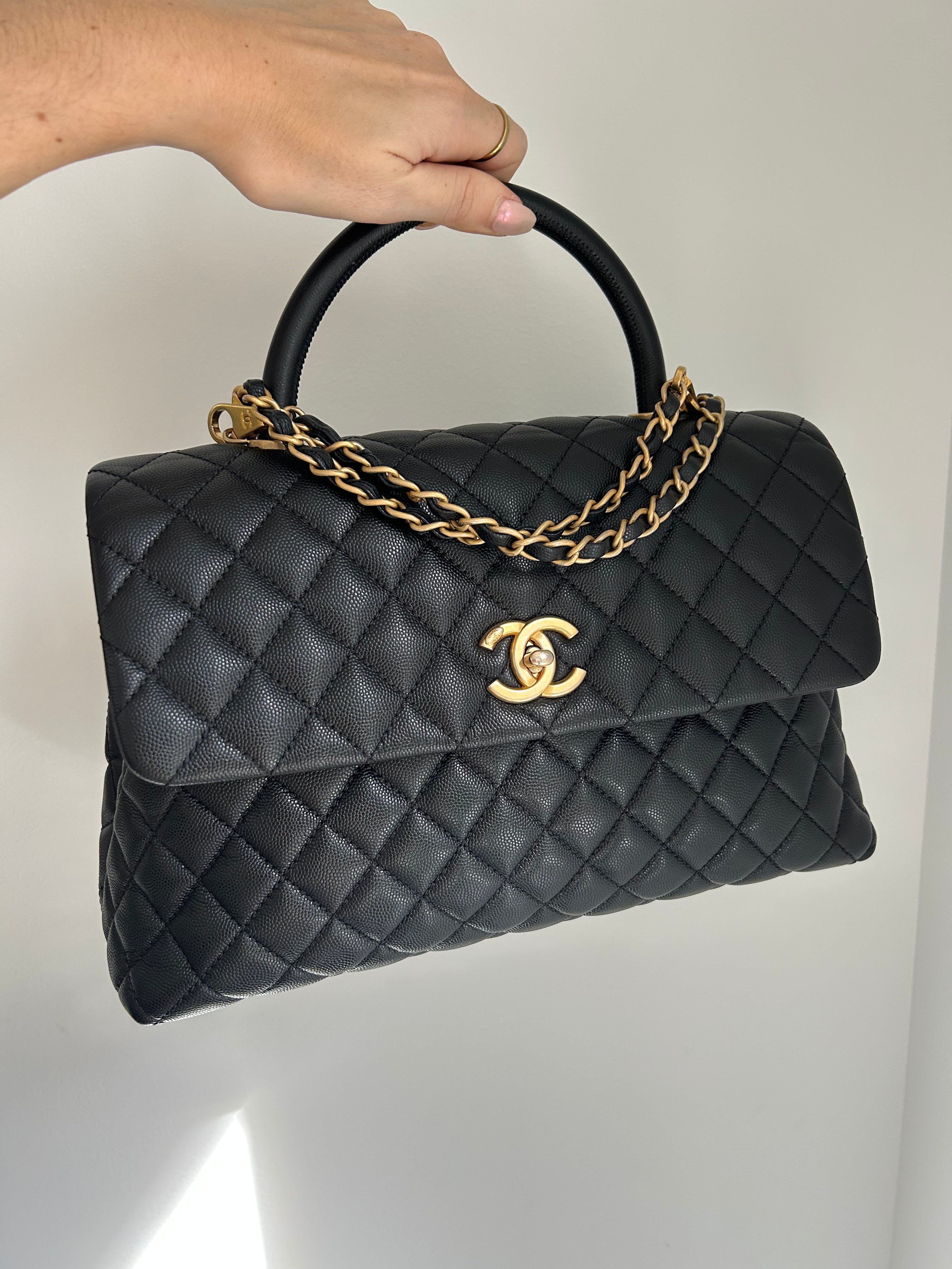 Black Caviar Medium Coco Handle