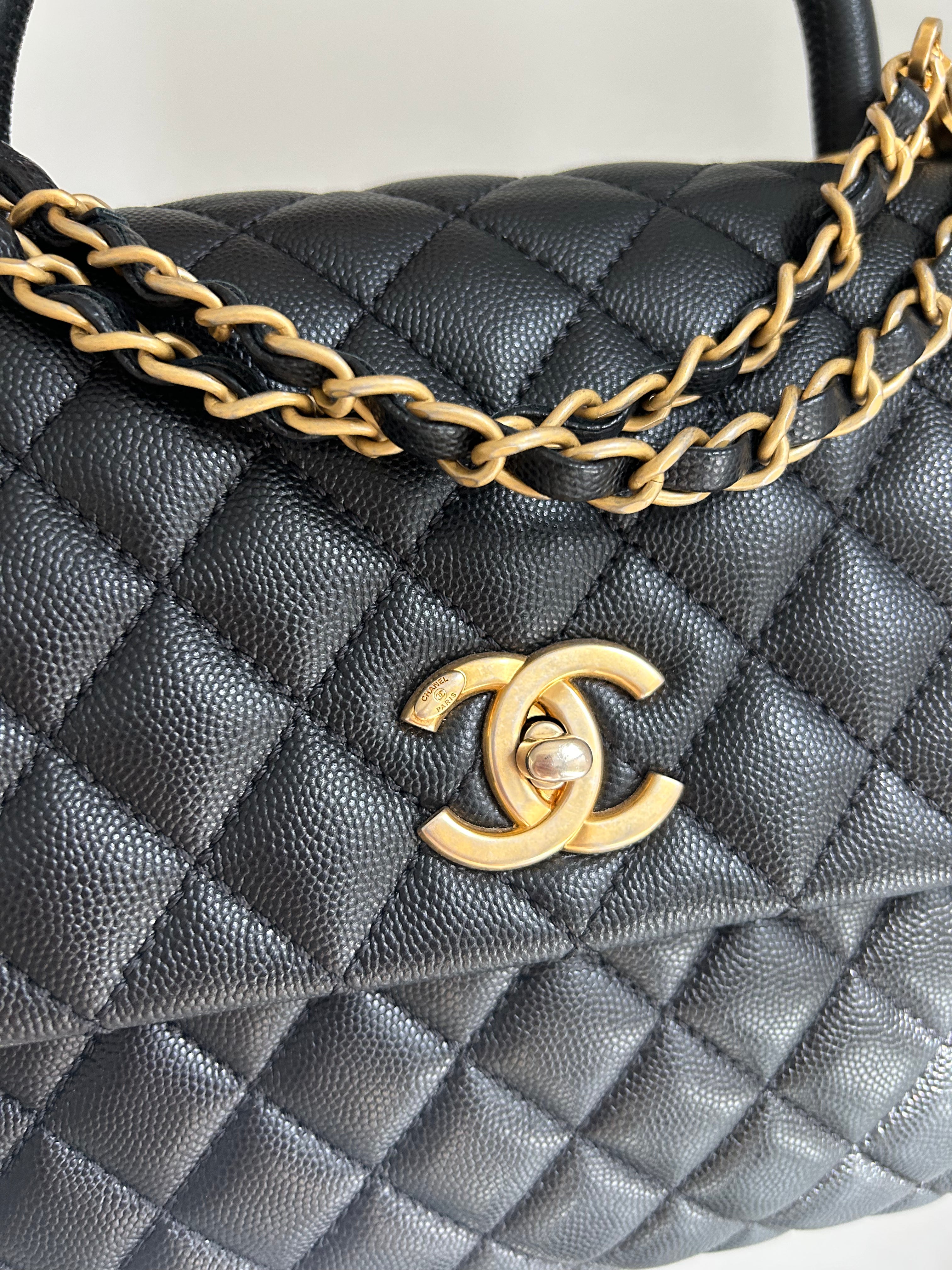 Black Caviar Medium Coco Handle