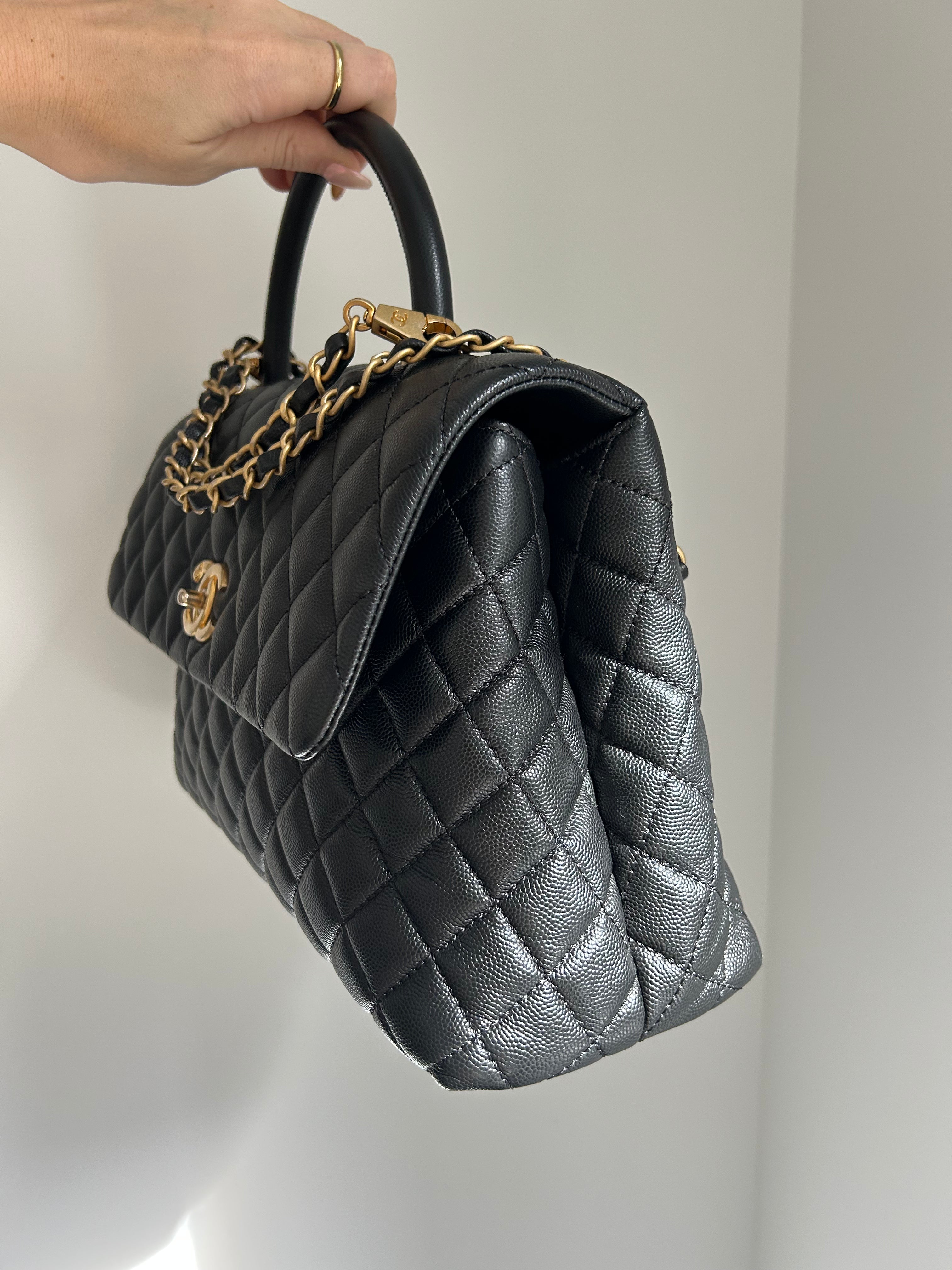 Black Caviar Medium Coco Handle