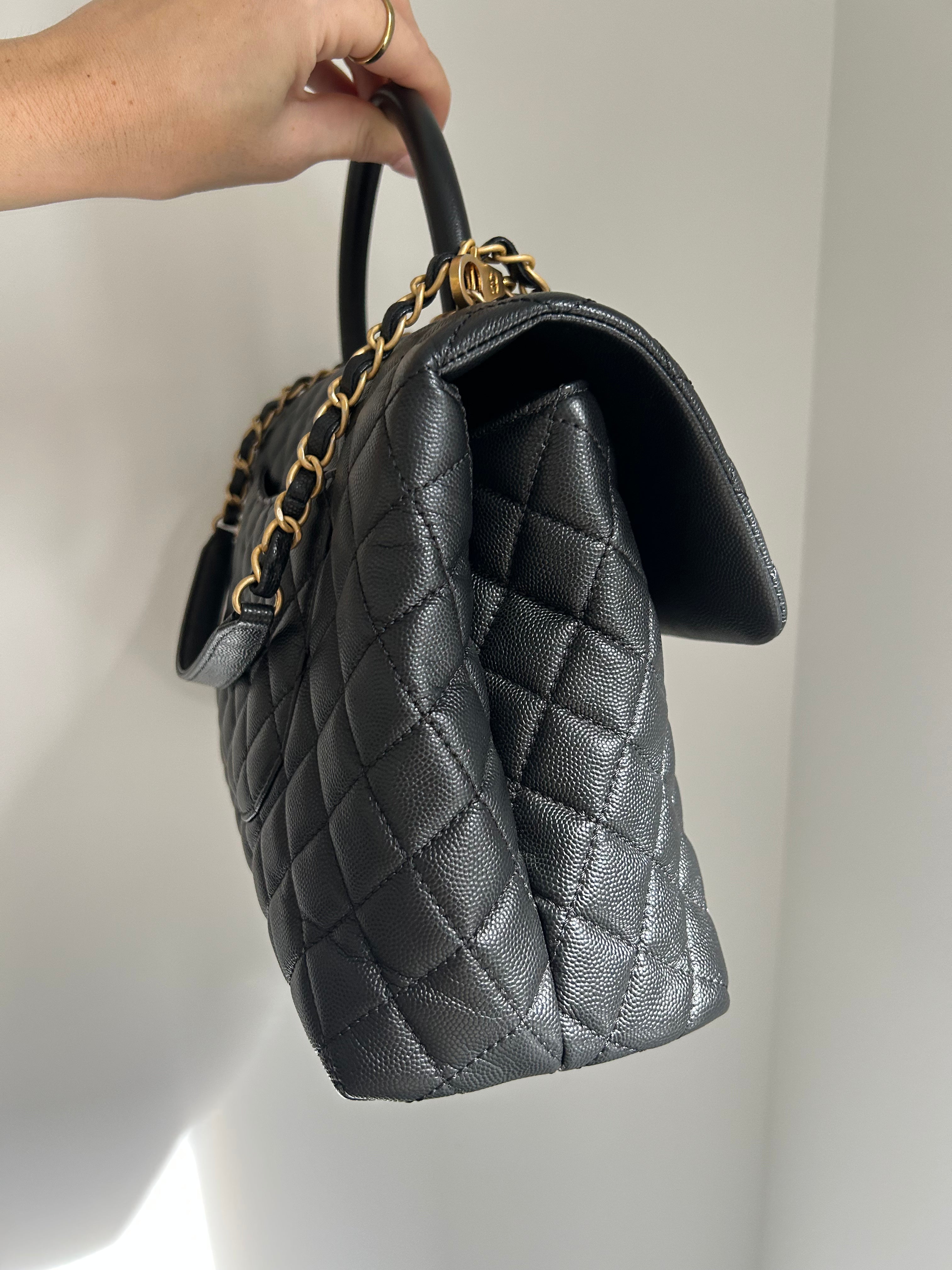 Black Caviar Medium Coco Handle