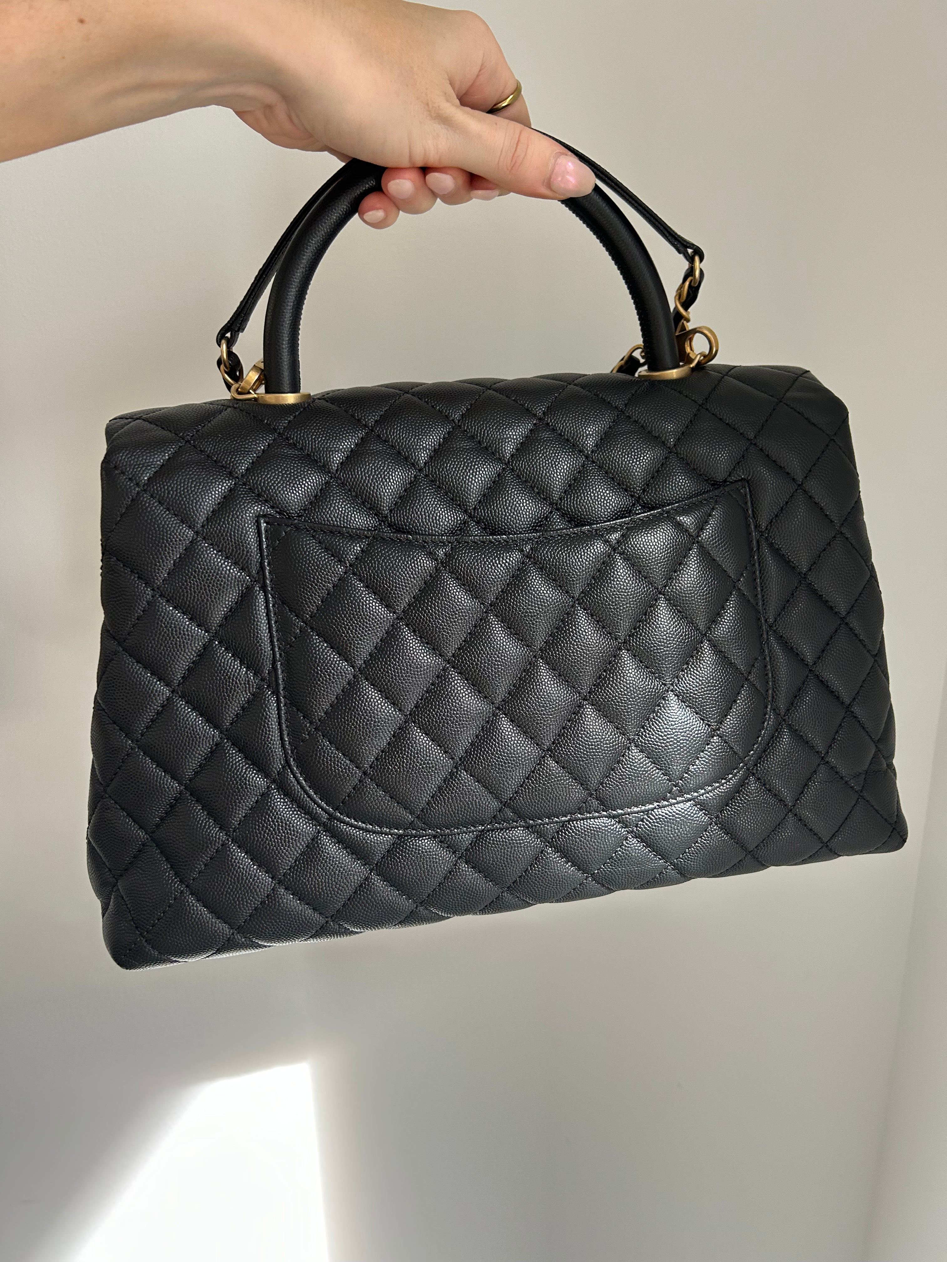 Black Caviar Medium Coco Handle