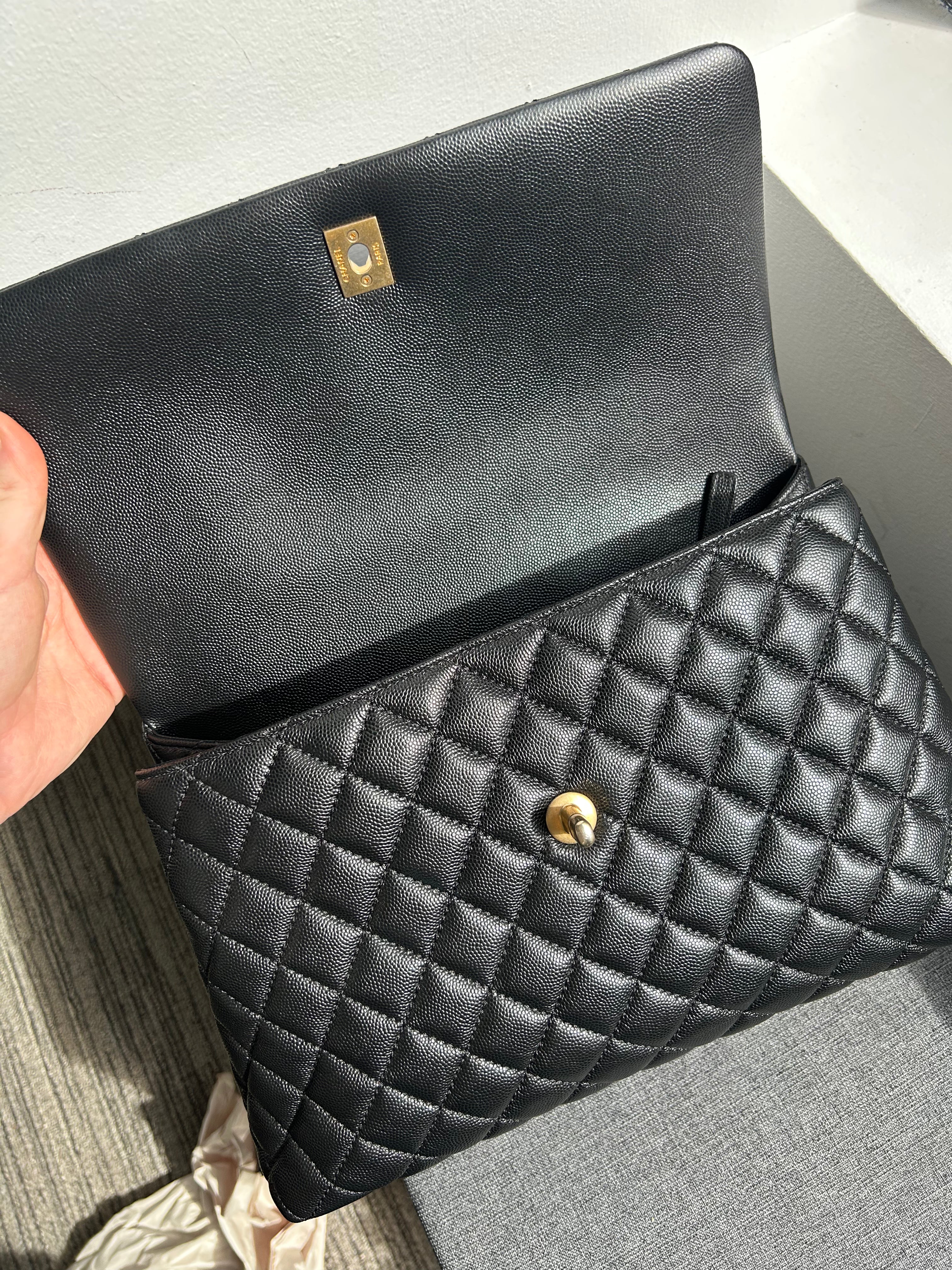 Black Caviar Medium Coco Handle
