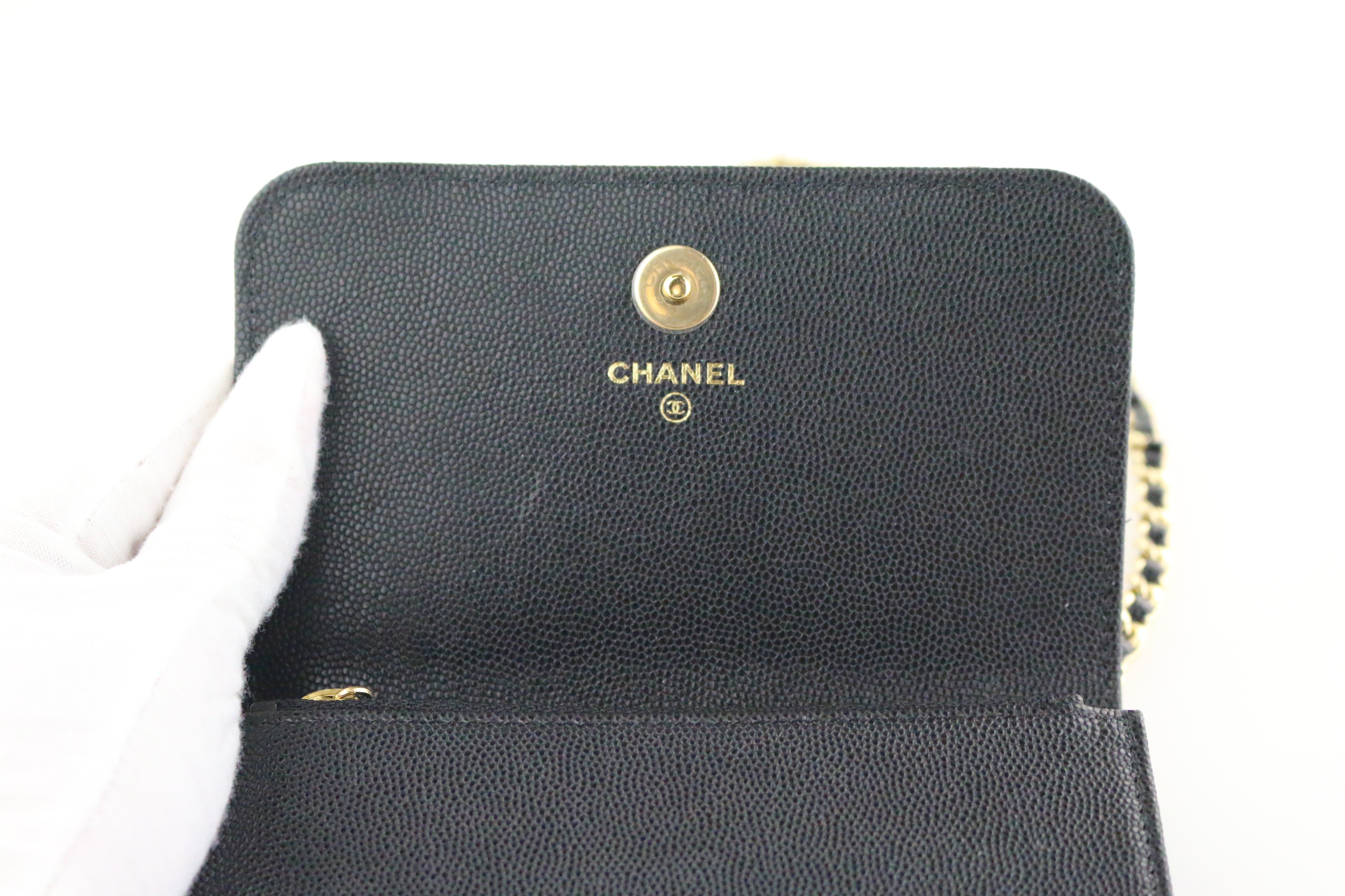 Black Caviar Pocket Twins Clutch on a Chain