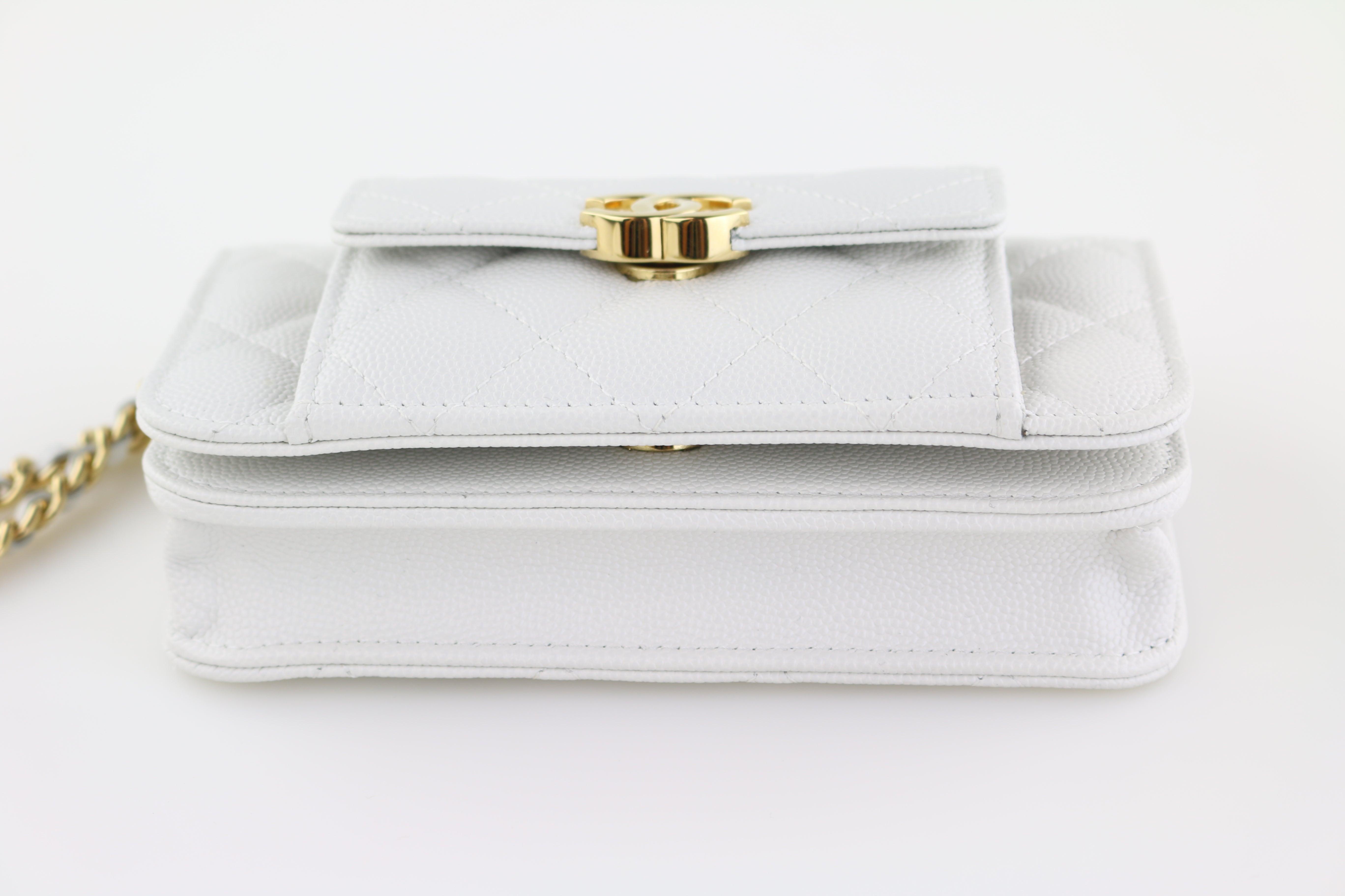 White Caviar Pocket Twins Clutch on a Chain