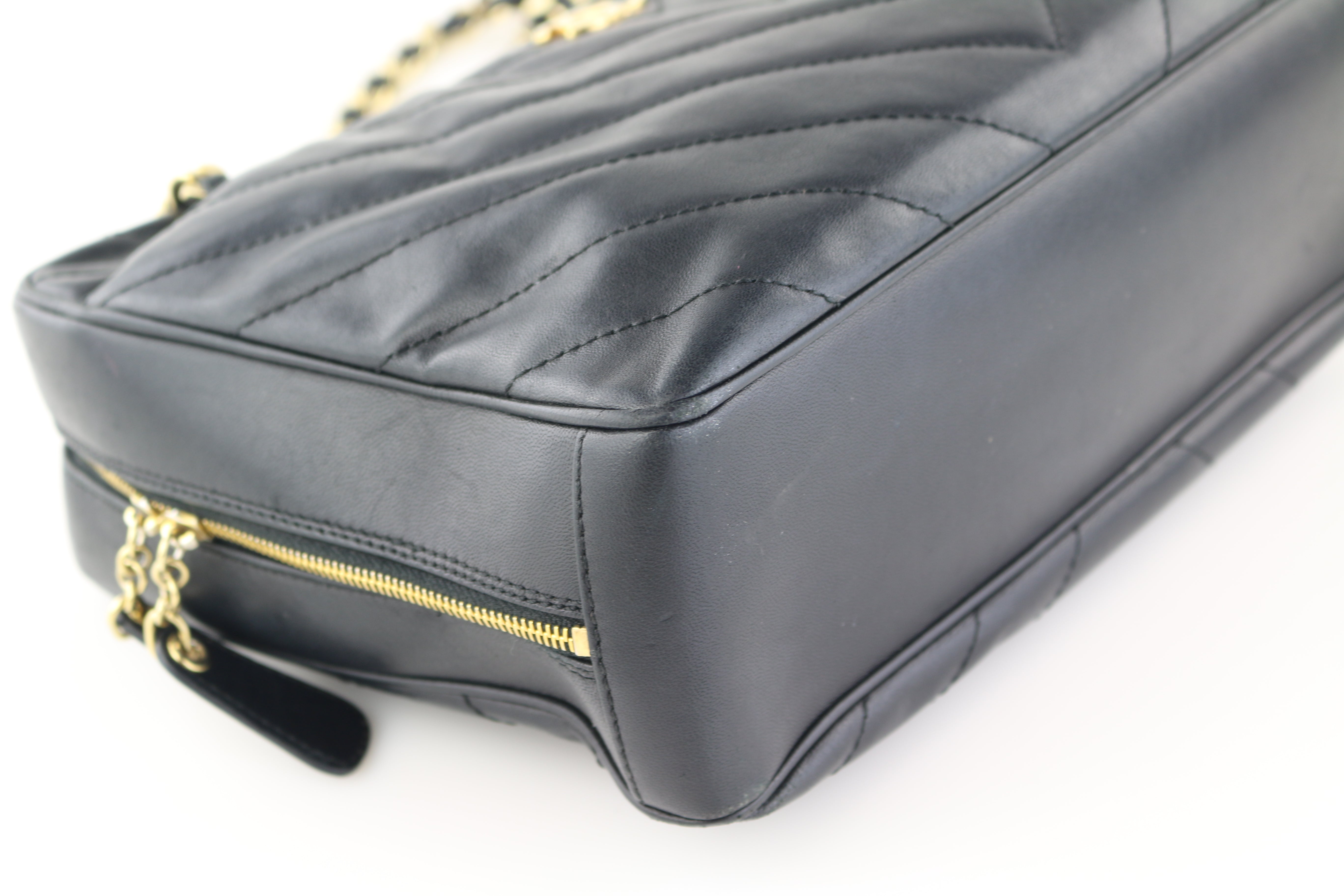 Black Lambskin Chevron Camera Bag