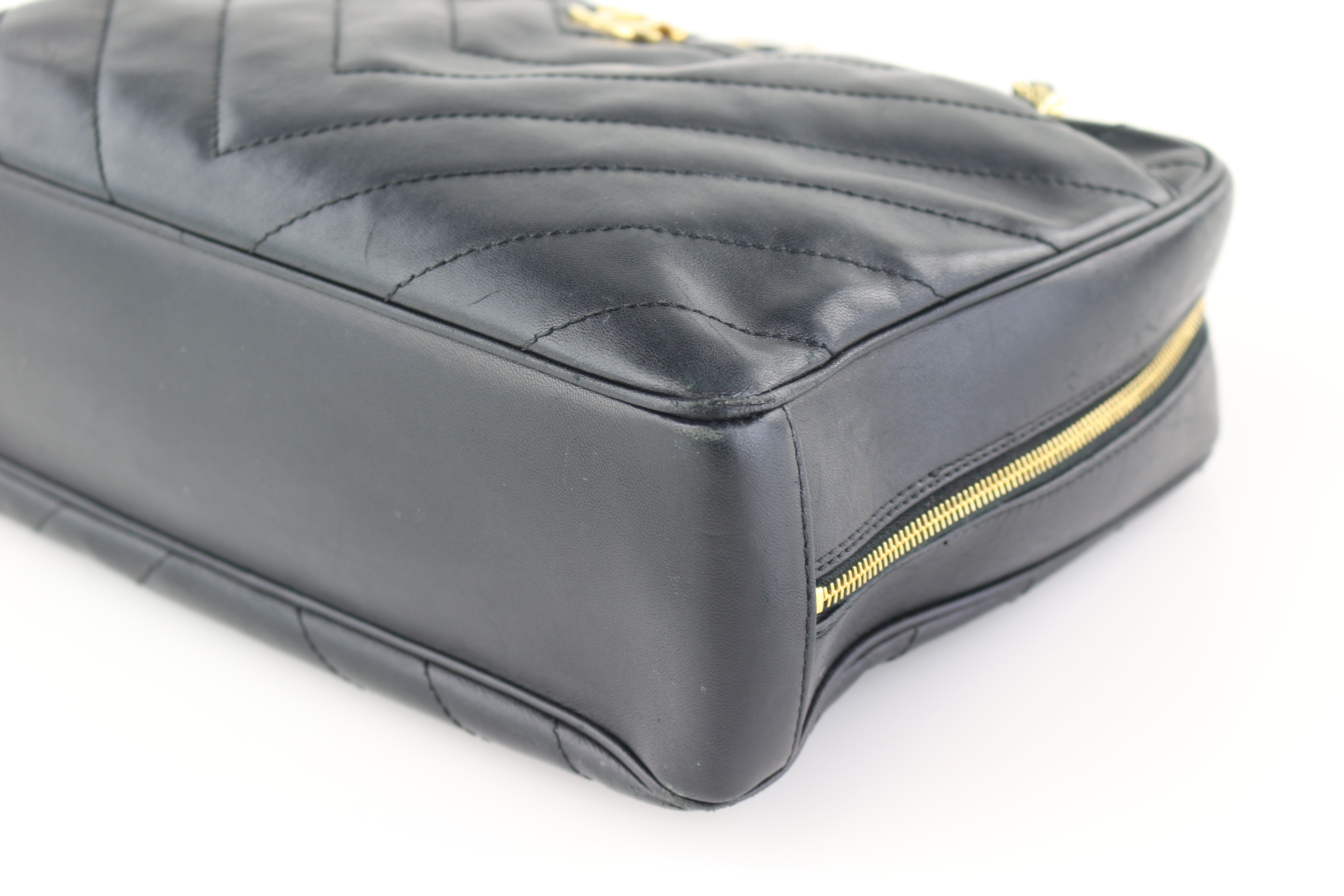 Black Lambskin Chevron Camera Bag