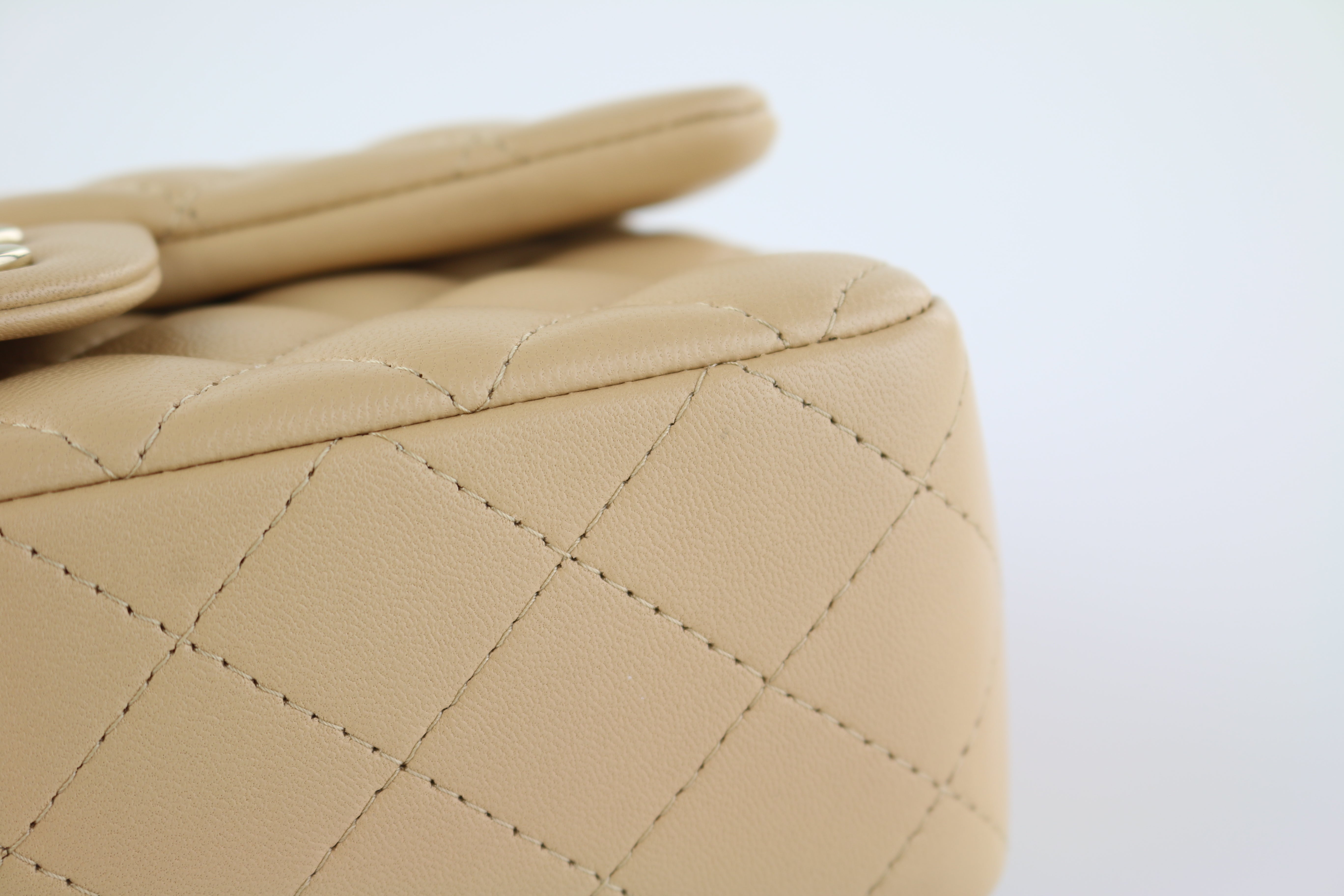 Beige Lambskin Rectangular Mini