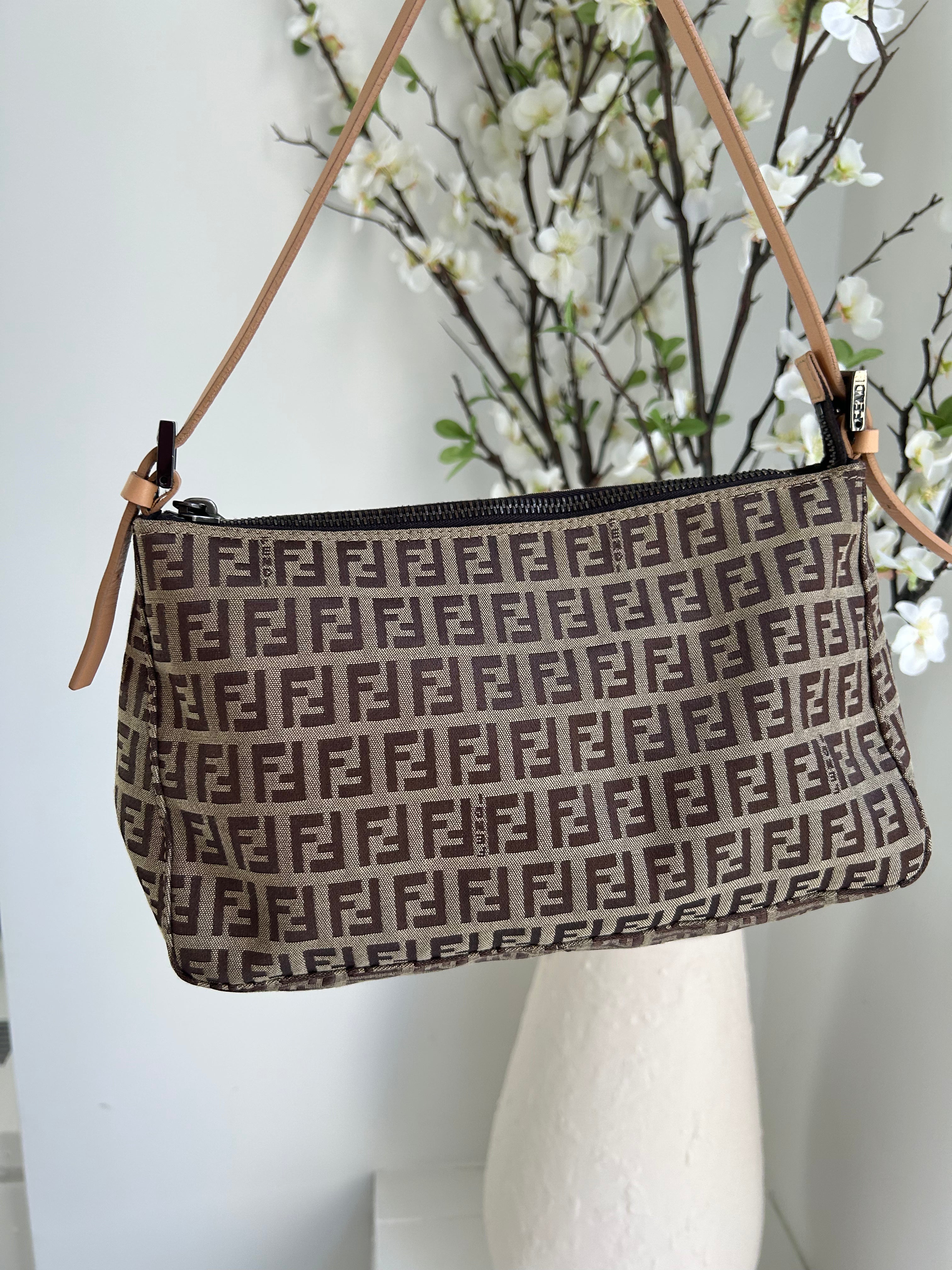 Beige/Brown Zucchino Canvas Mini Pochette
