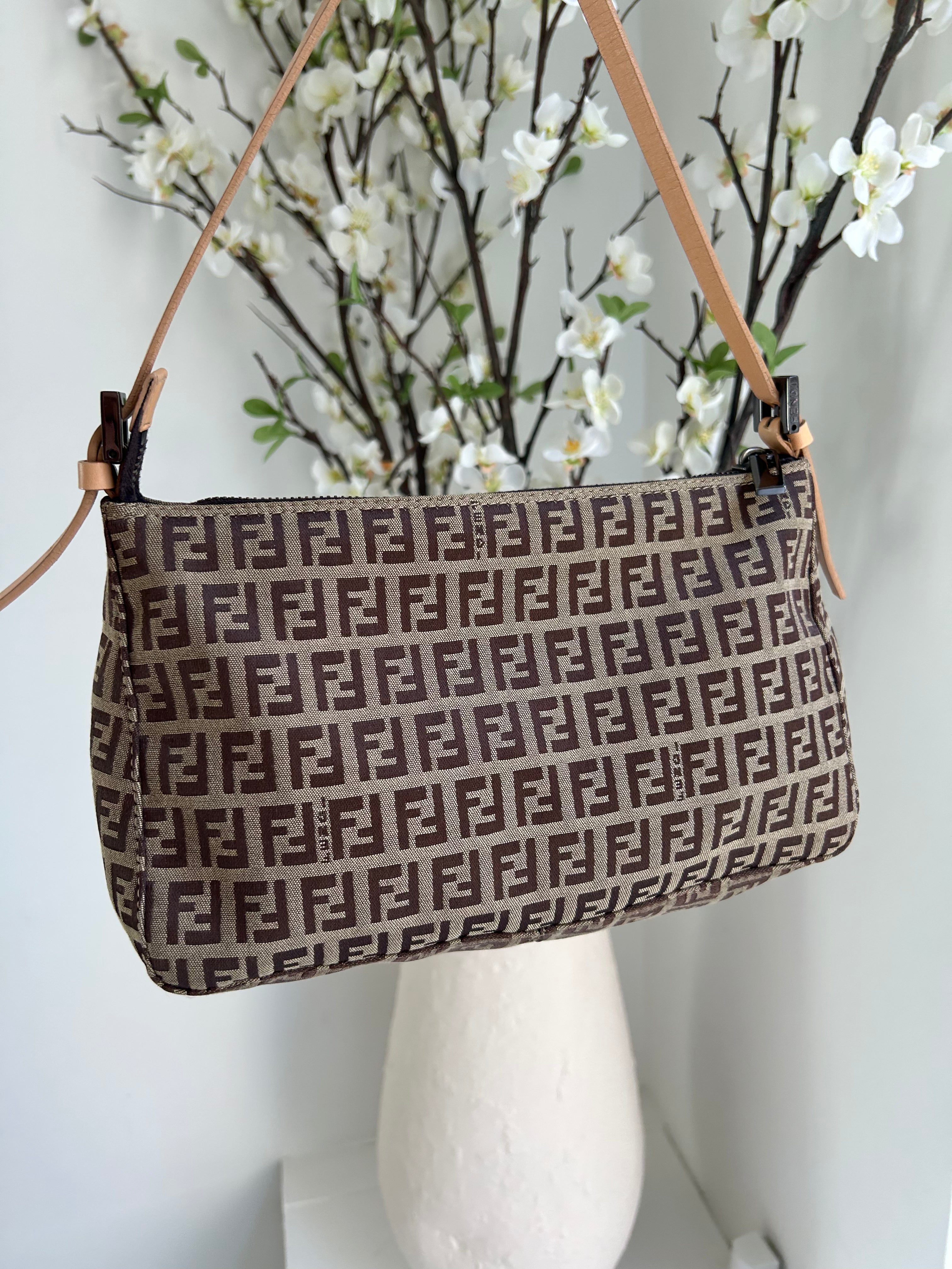 Beige/Brown Zucchino Canvas Mini Pochette