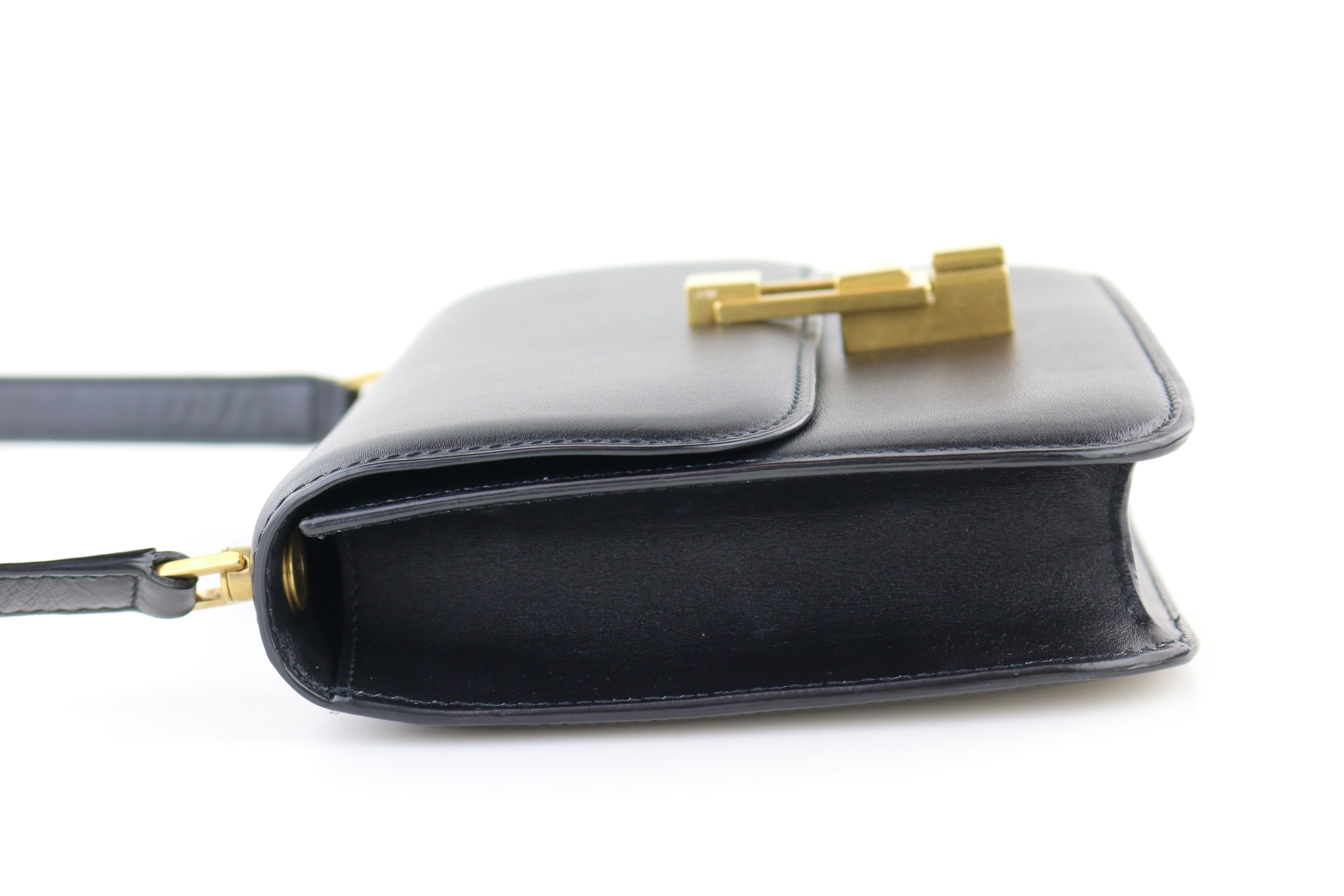Black Smooth Calfskin Carre Shoulder Bag
