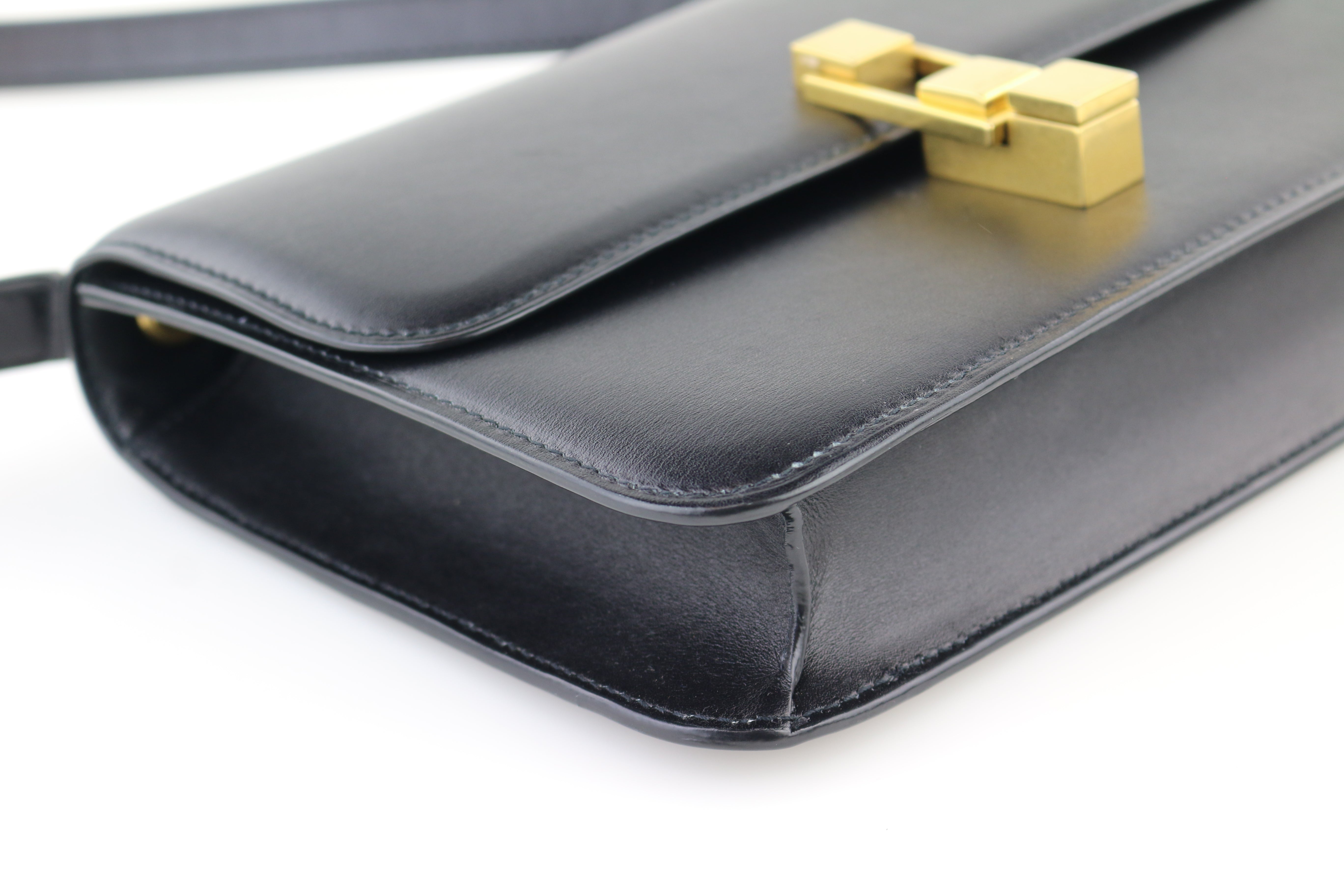 Black Smooth Calfskin Carre Shoulder Bag