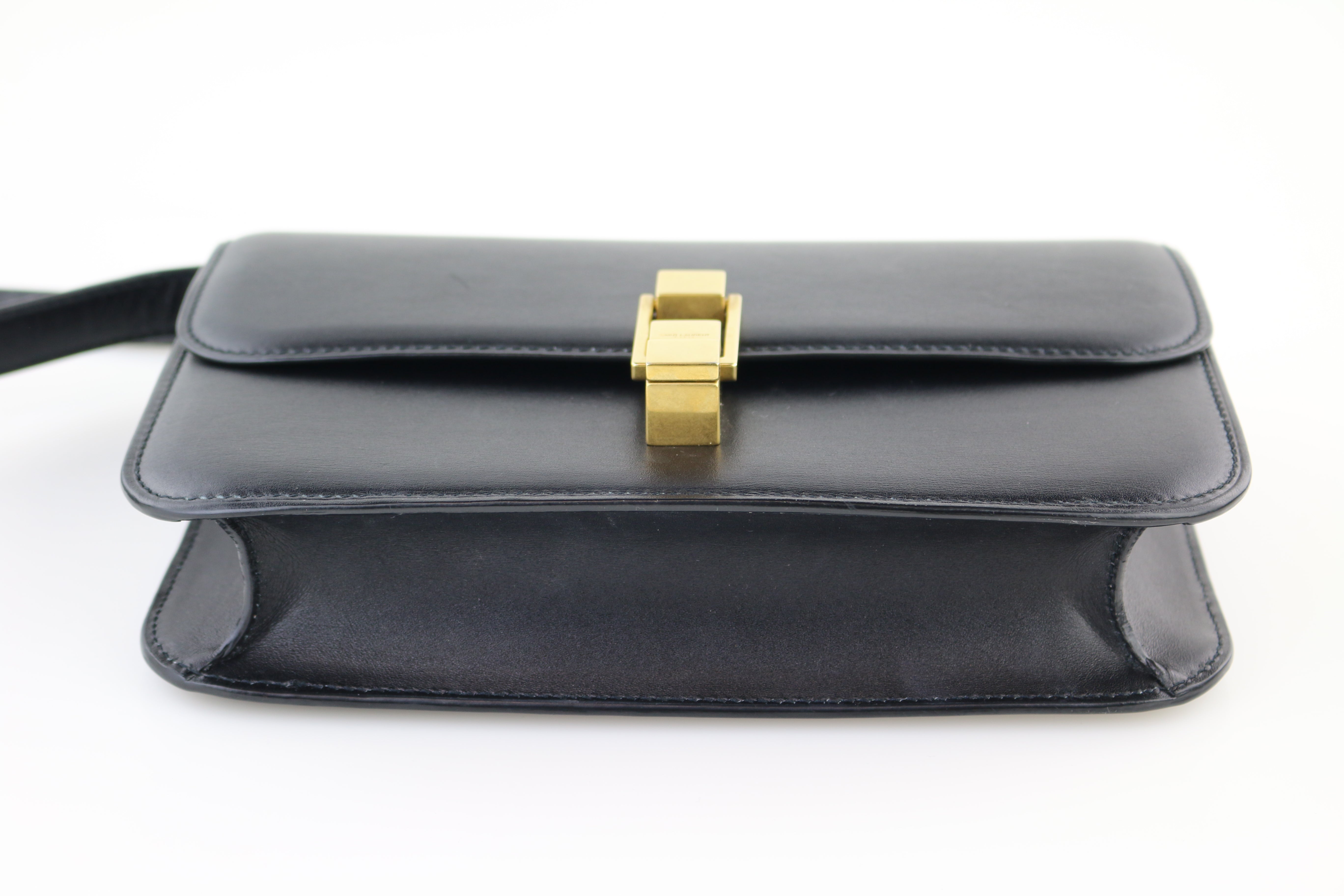 Black Smooth Calfskin Carre Shoulder Bag