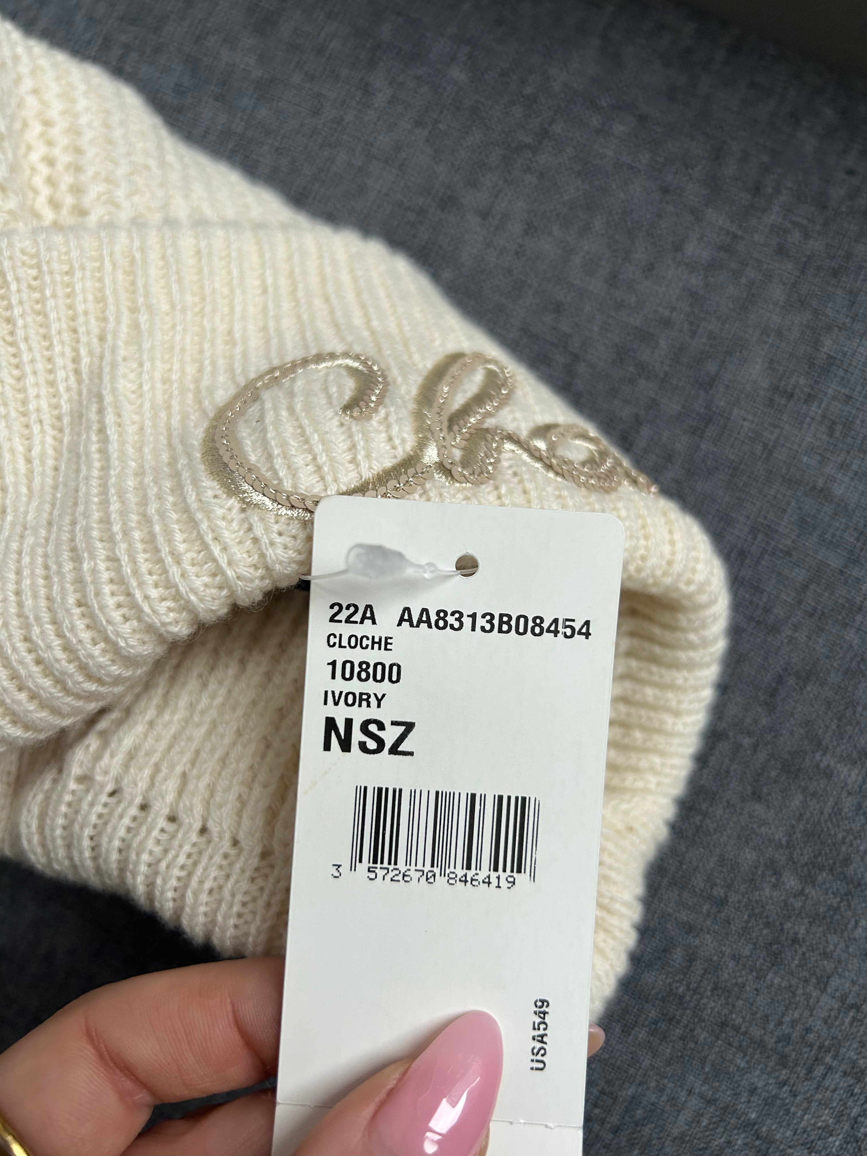 Ivory Cashmere/Sequin Beanie Knit Hat