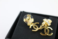 Gold/Crystal CC Drop Pendant Earrings