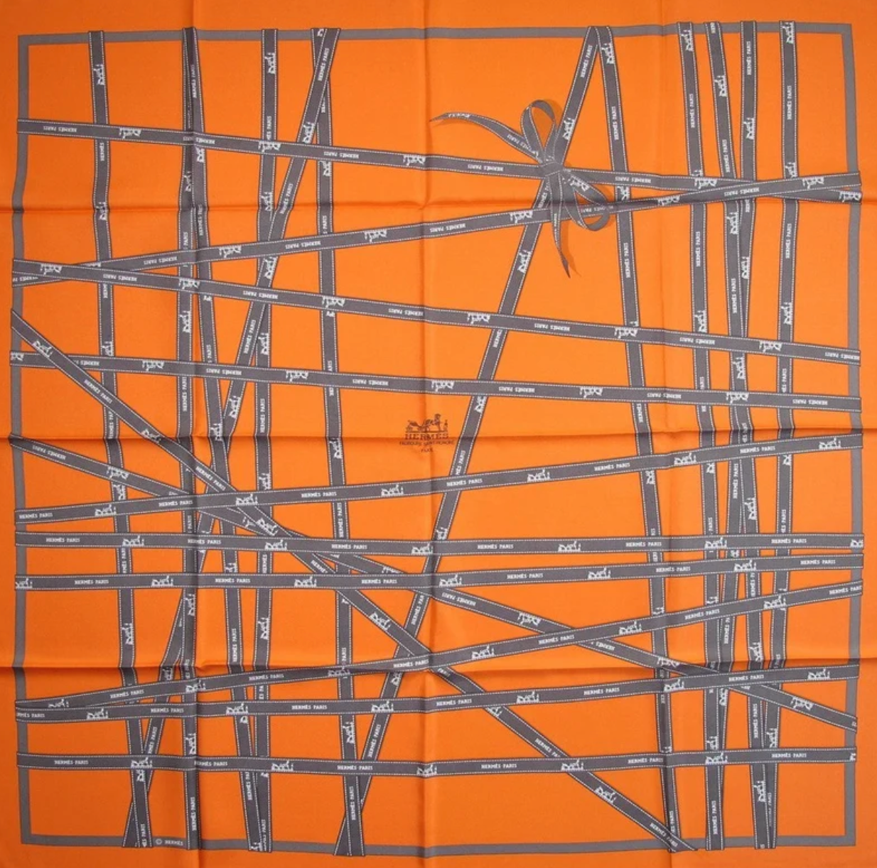 Orange Bolduc Silk Scarf 90