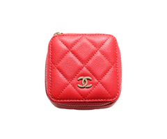 Red Caviar Zip Around Coin Holder