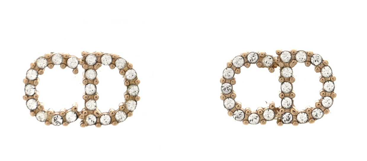 Gold/Crystal Clair D Lune Stud Earrings