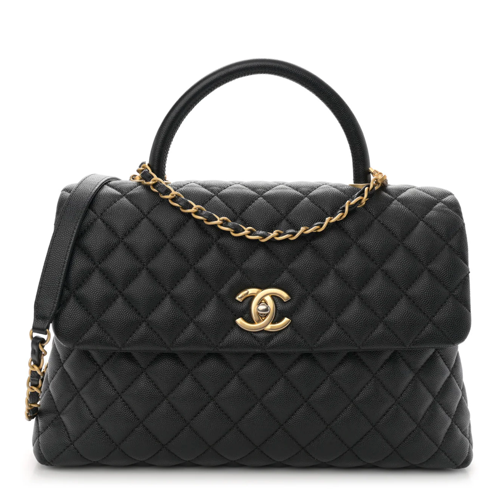 Black Caviar Medium Coco Handle