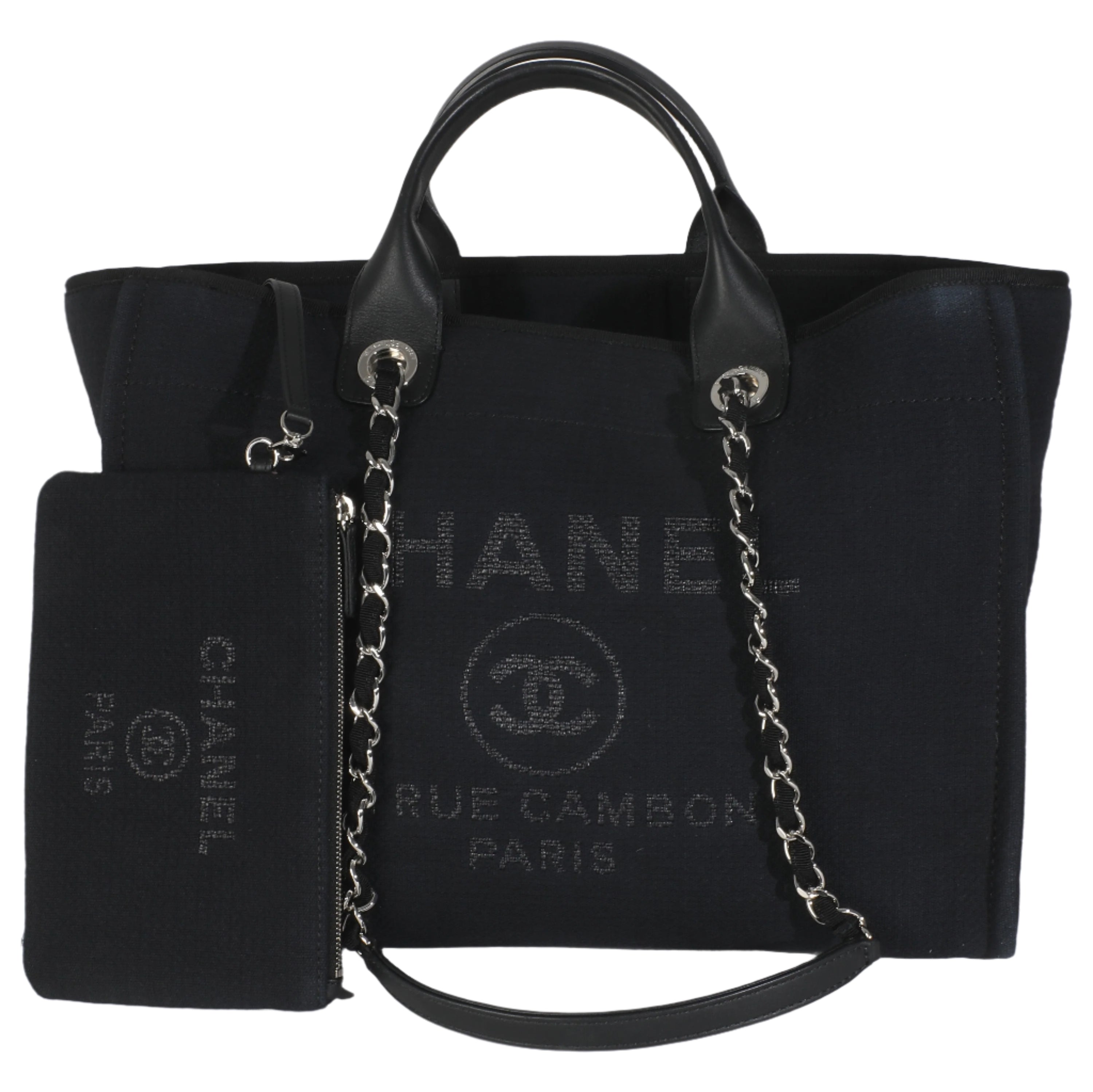 Black Mixed Fibers Large Deauville Tote