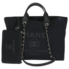 Black Mixed Fibers Large Deauville Tote