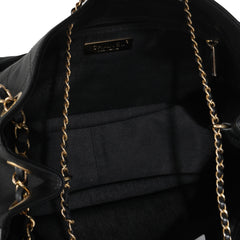 Black Quilted Lambskin CC Drawstring Hobo