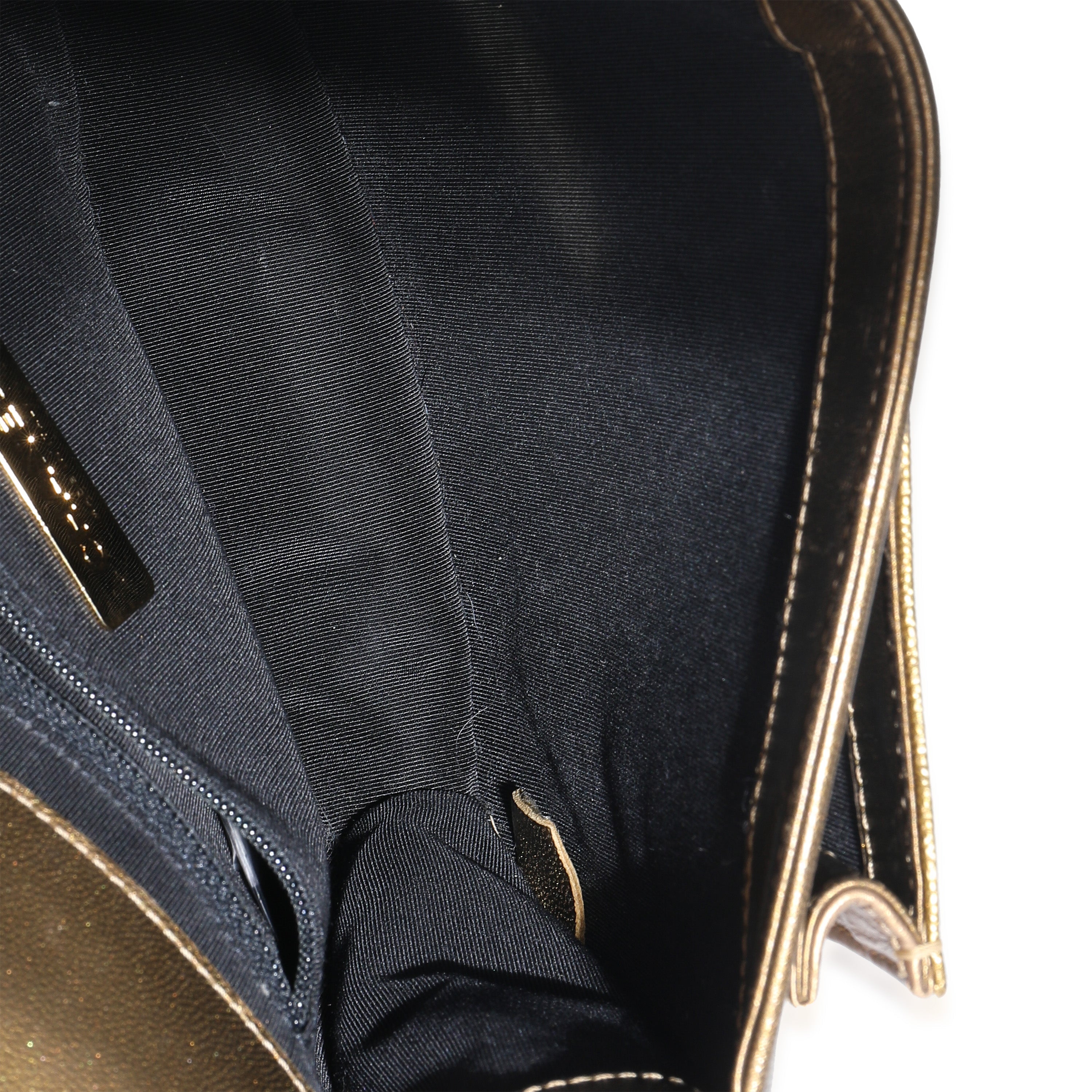 Bronze Metallic Lambskin Caviar Quilted Chain Handle Flap Bag