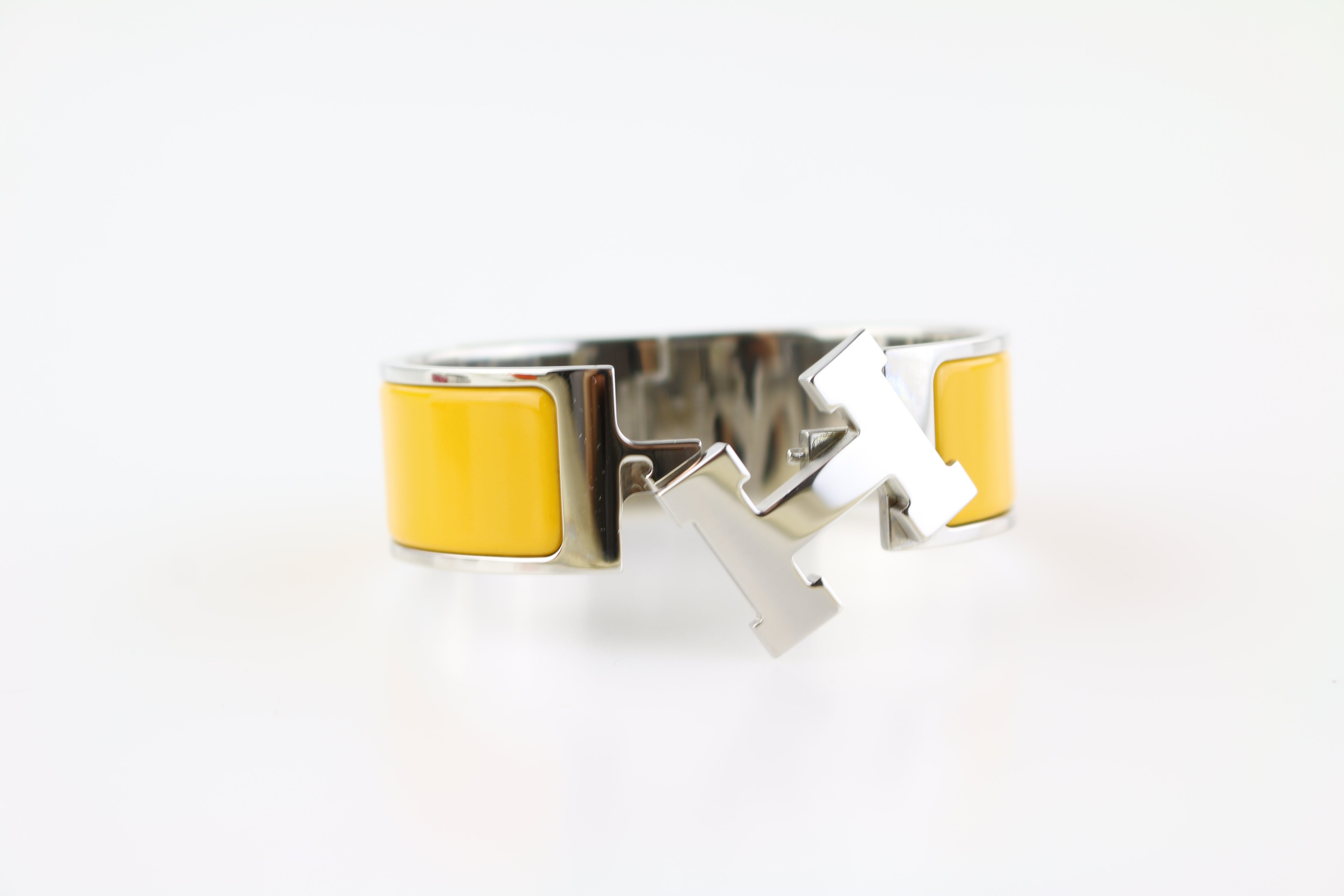 Yellow Enamel/Silver Wide Clic Clac
