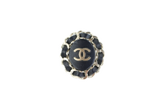 Brushed Gold/Leather Brooch
