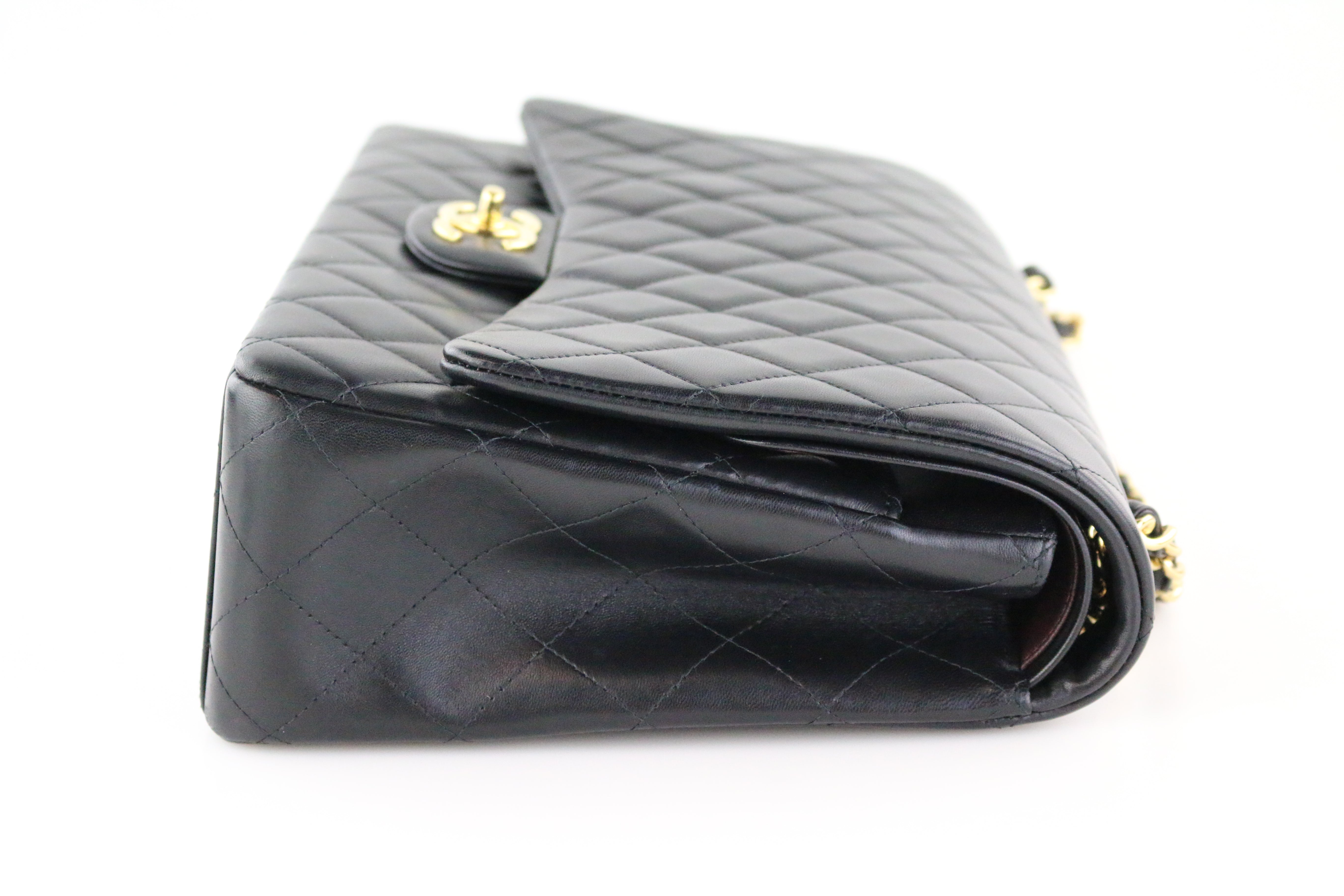 Black Lambskin Double Flap Maxi