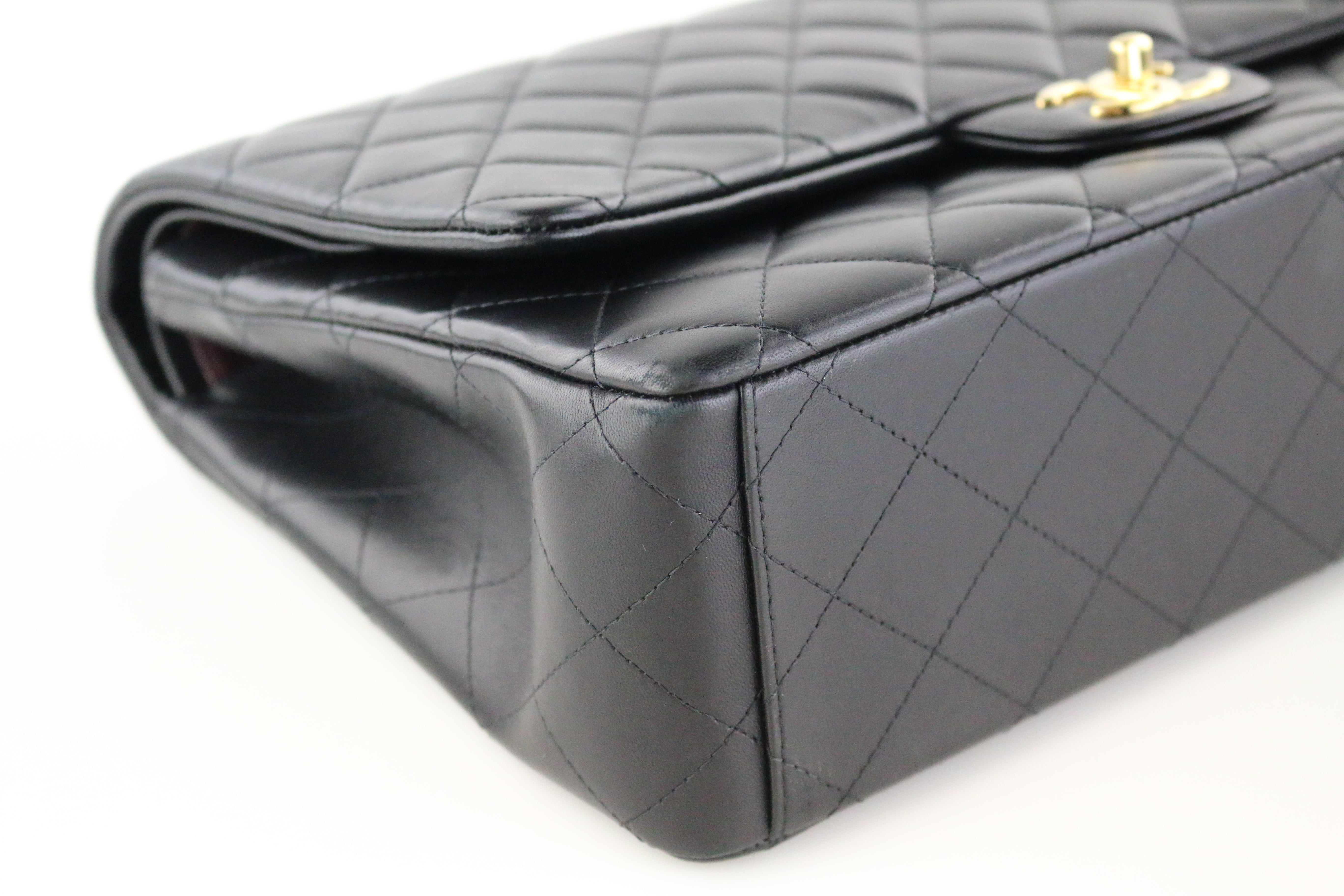 Black Lambskin Double Flap Maxi