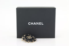 Brushed Gold/Leather Brooch