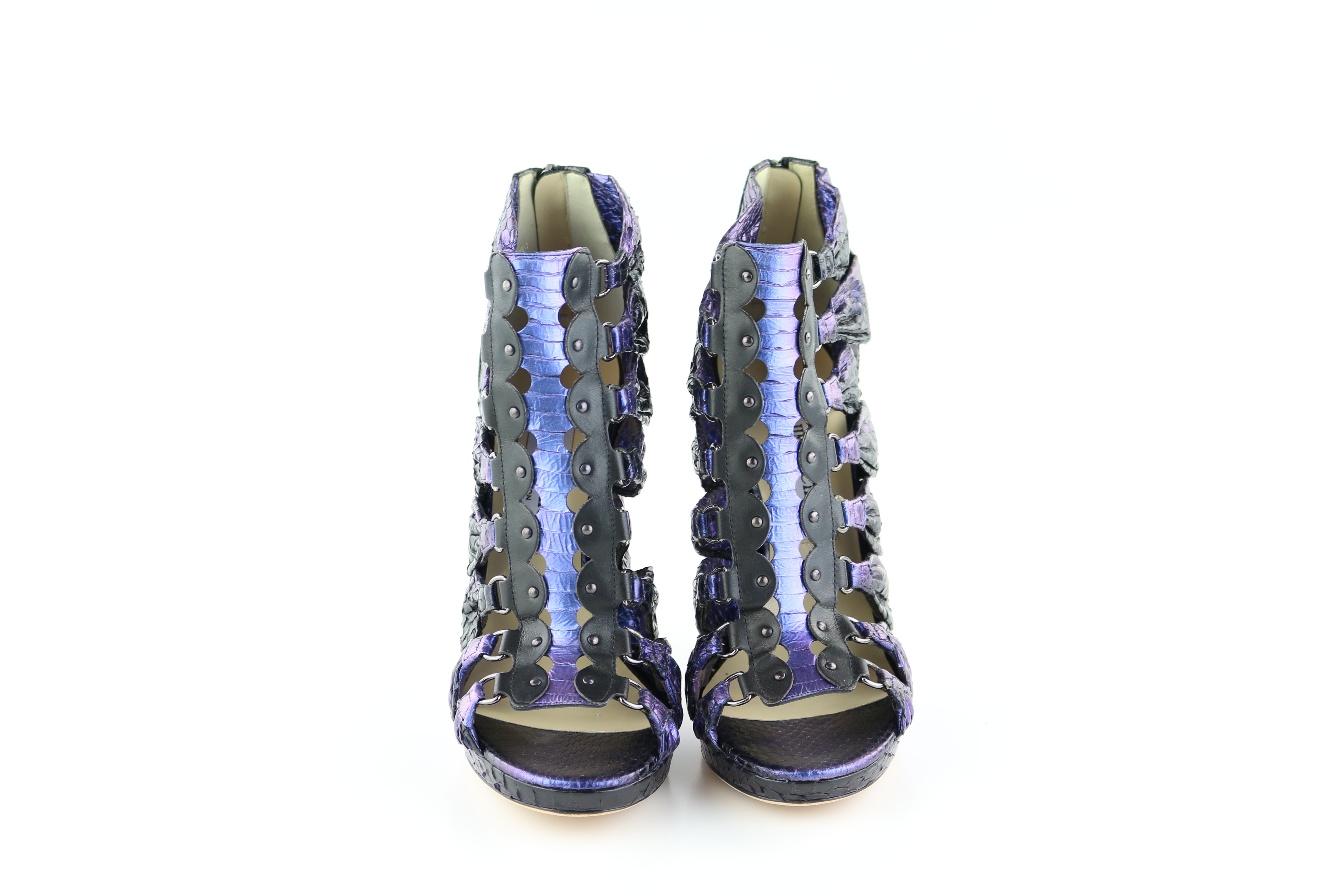 Purple Iridescent Ember Snakeskin Heels