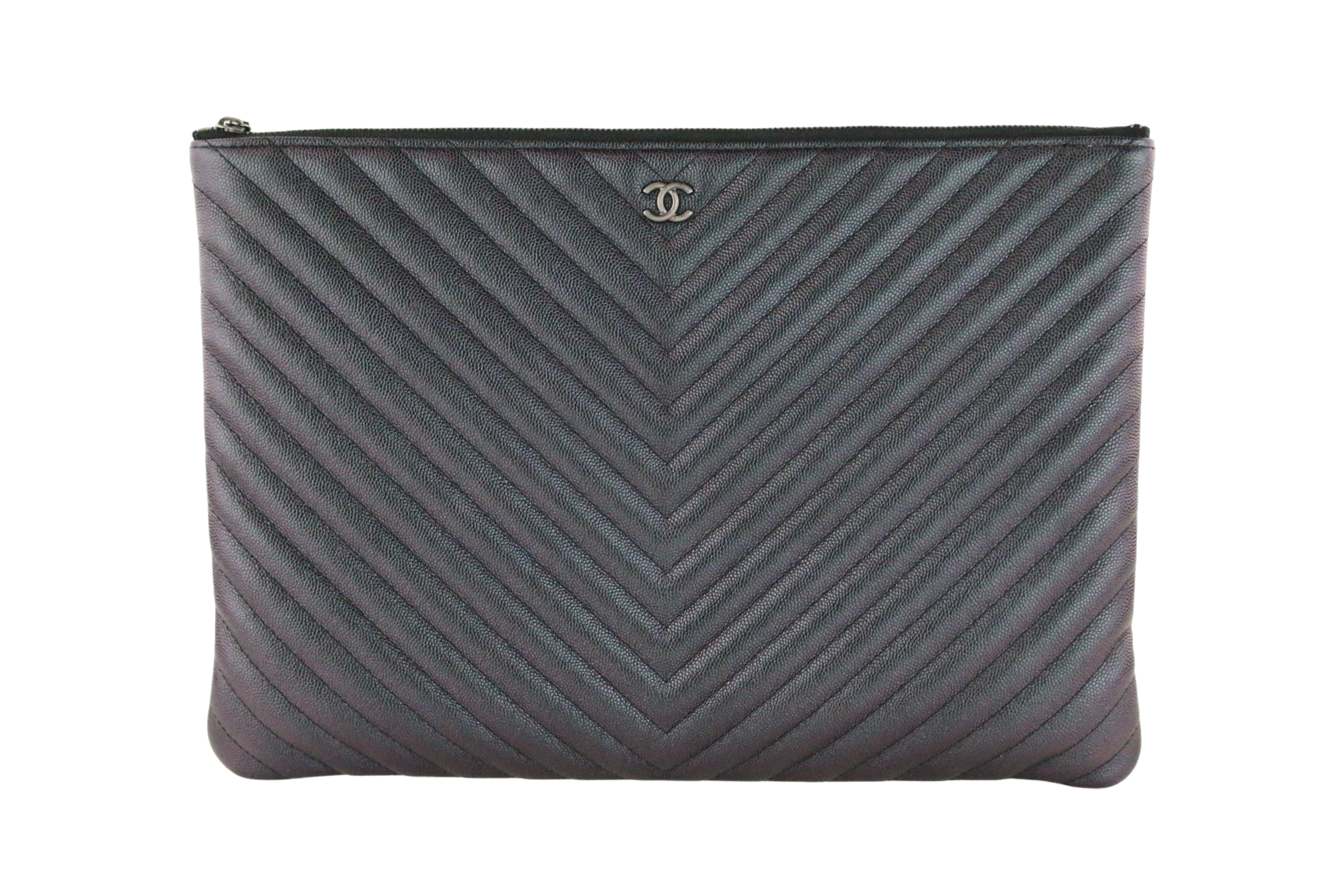 Black Iridescent Chevron Caviar Large O Case