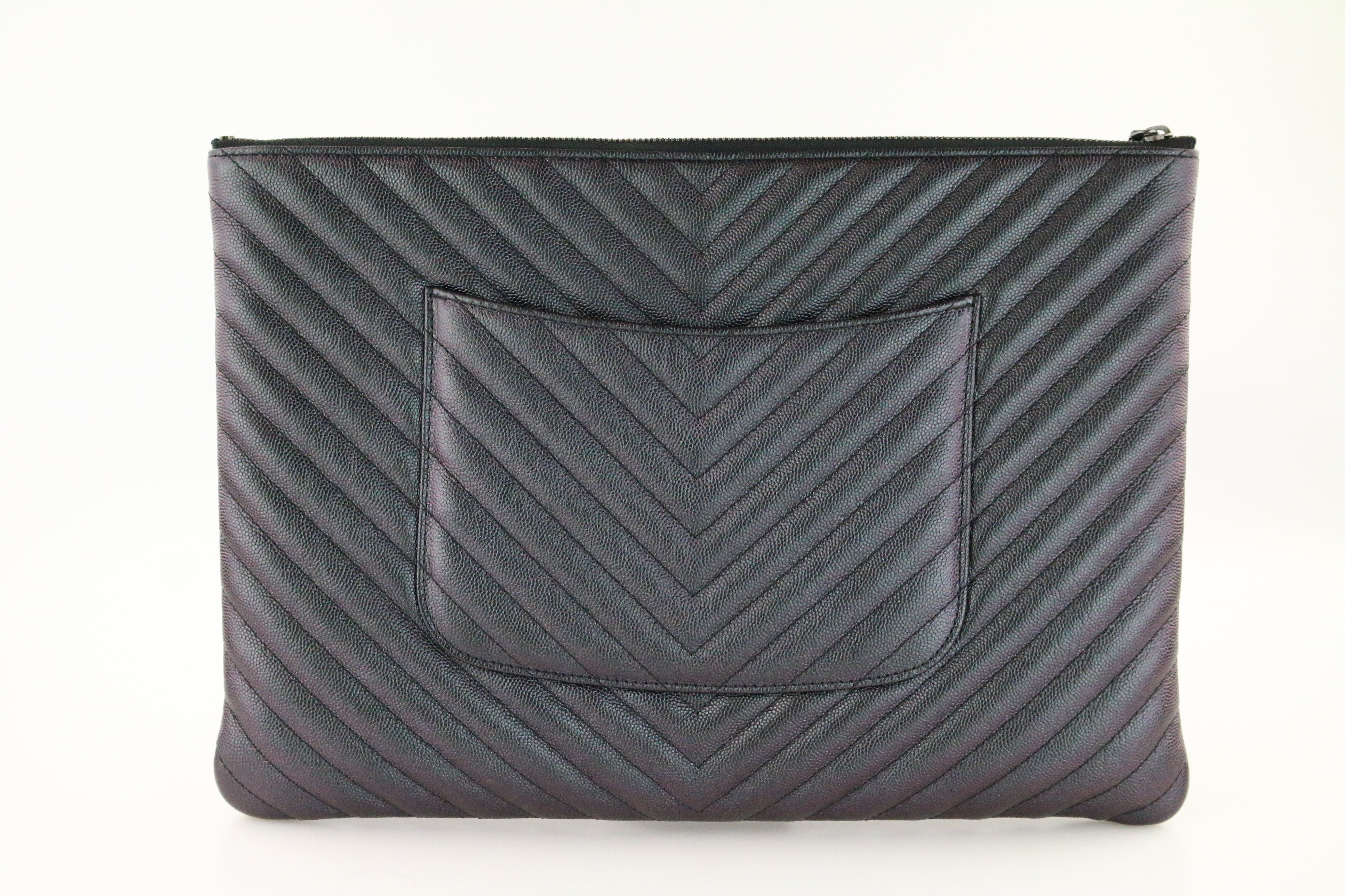 Black Iridescent Chevron Caviar Large O Case