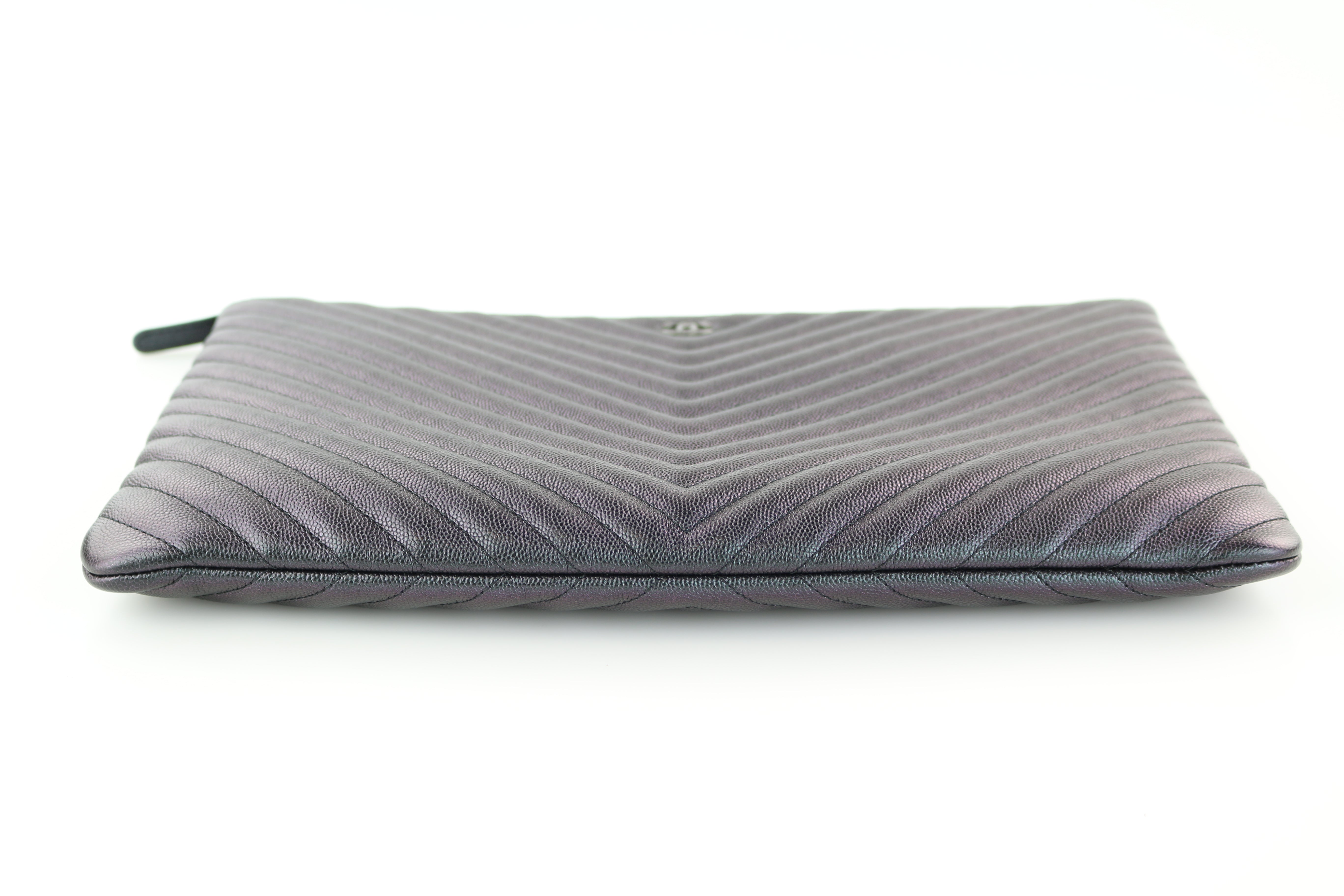 Black Iridescent Chevron Caviar Large O Case