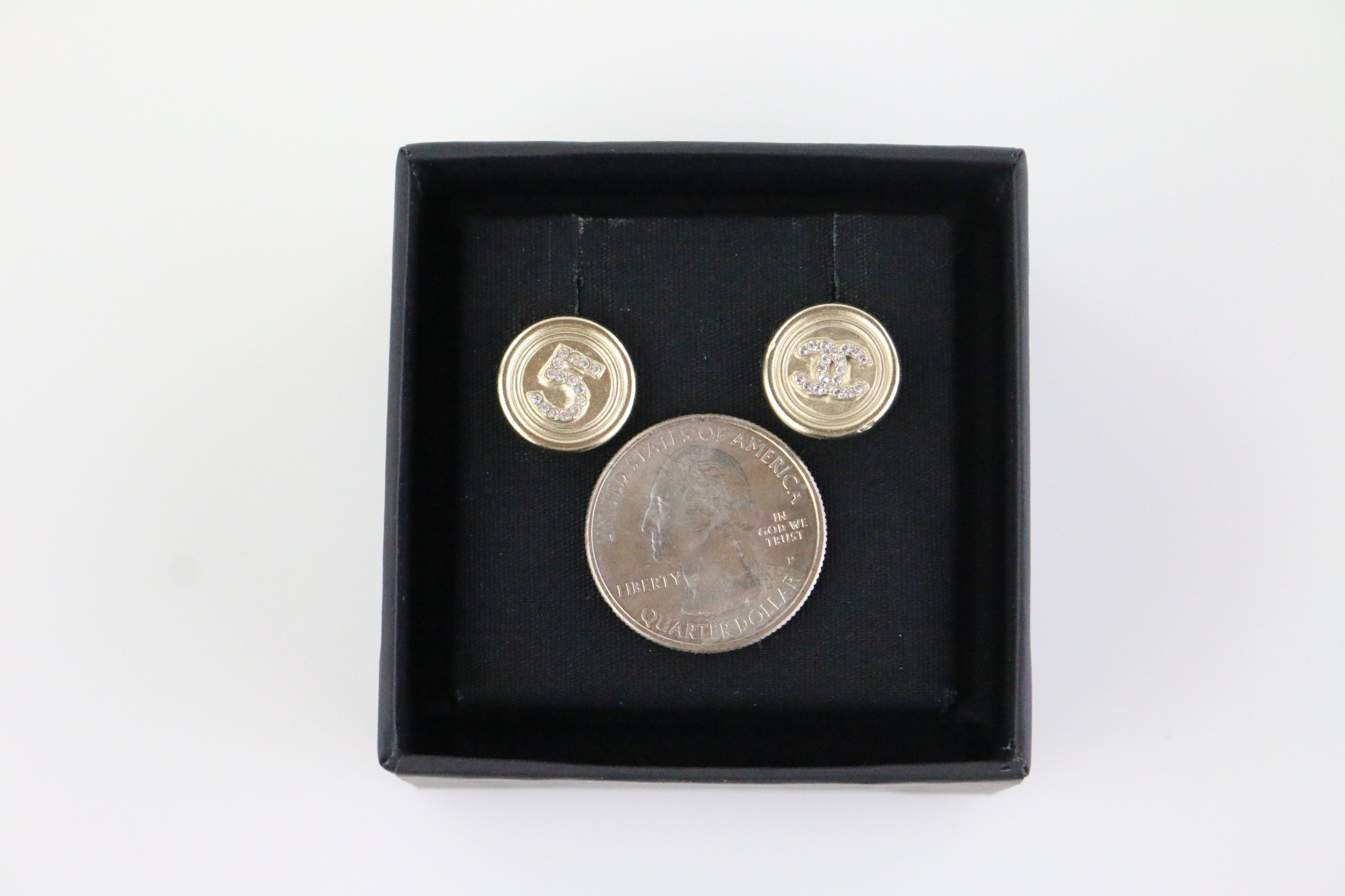 CC No.5 Round Button Stud Earrings
