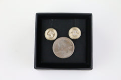 CC No.5 Round Button Stud Earrings