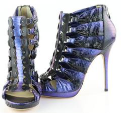 Purple Iridescent Ember Snakeskin Heels