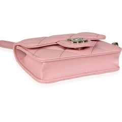Pink Lambskin Elegant Chain Mini Belt Bag