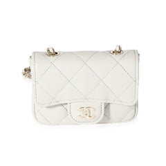 Grey Lambskin Mini Chain Belt Bag