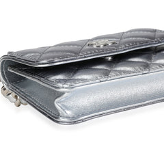 Silver Metallic Lambskin Coco Punk Belt Bag