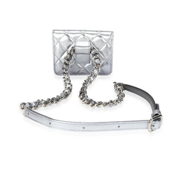 Silver Metallic Lambskin Coco Punk Belt Bag