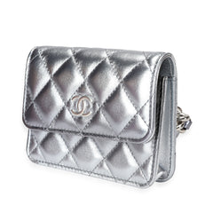 Silver Metallic Lambskin Coco Punk Belt Bag