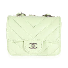 Light Green Goatskin Chevron Belt Bag